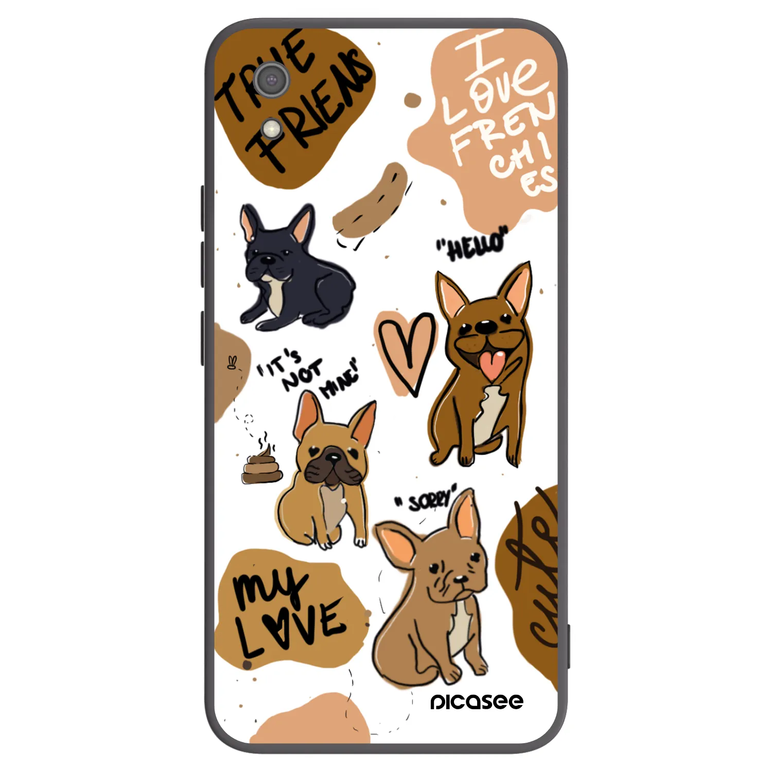 Picasee silikónový čierny obal pre Xiaomi Redmi 7A - Frenchies