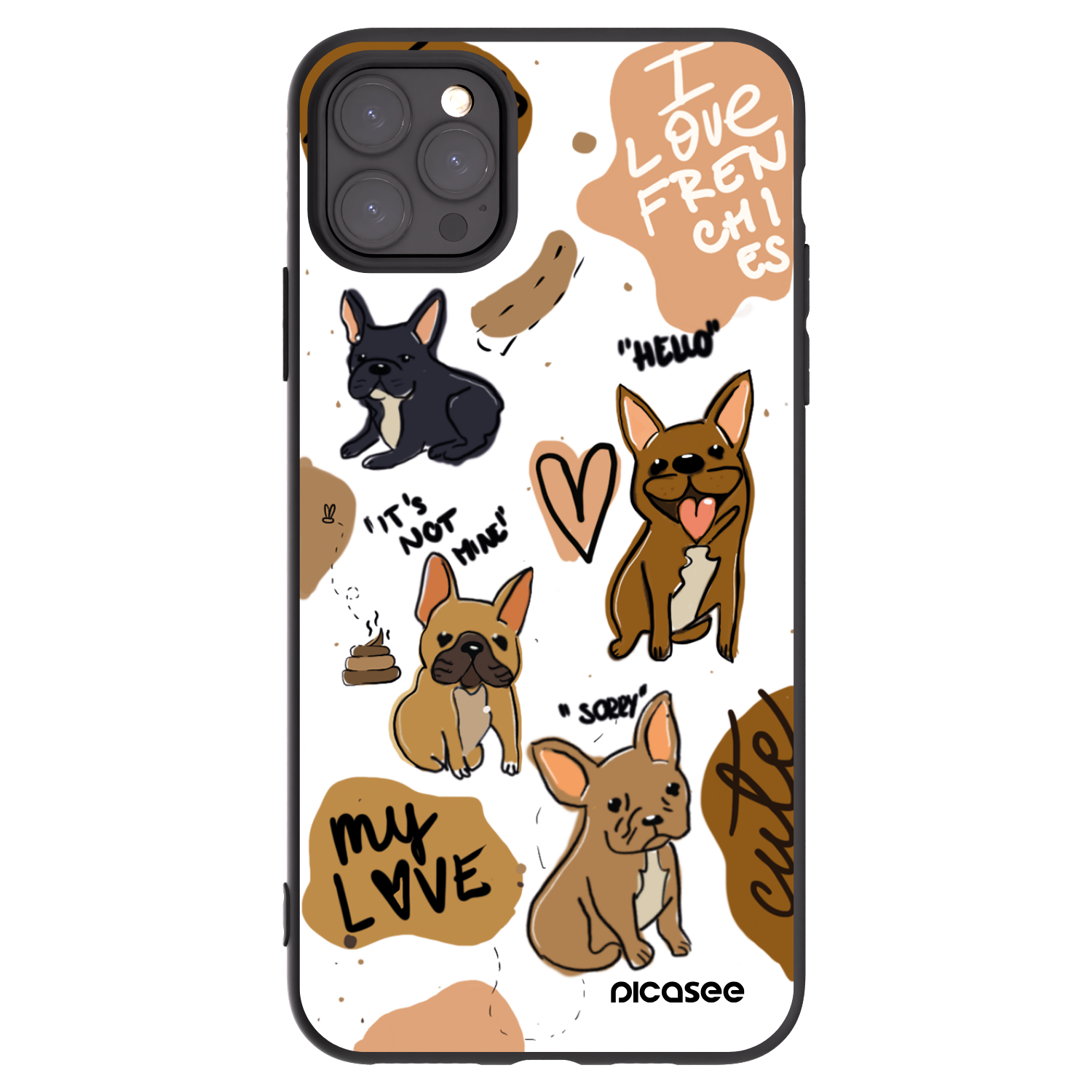 Picasee silikónový čierny obal pre Apple iPhone 11 Pro Max - Frenchies