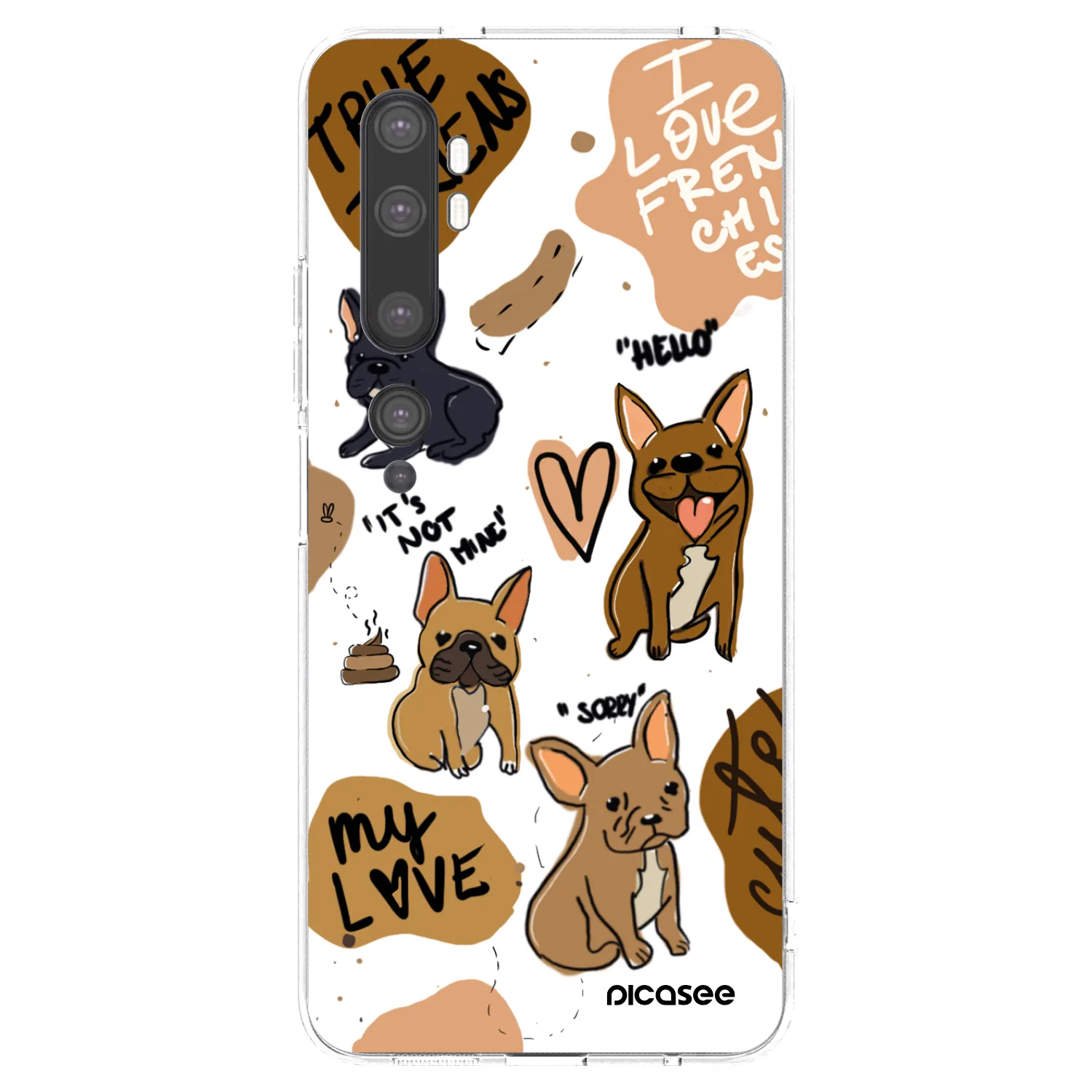 Picasee silikónový prehľadný obal pre Xiaomi Mi Note 10 (Pro) - Frenchies