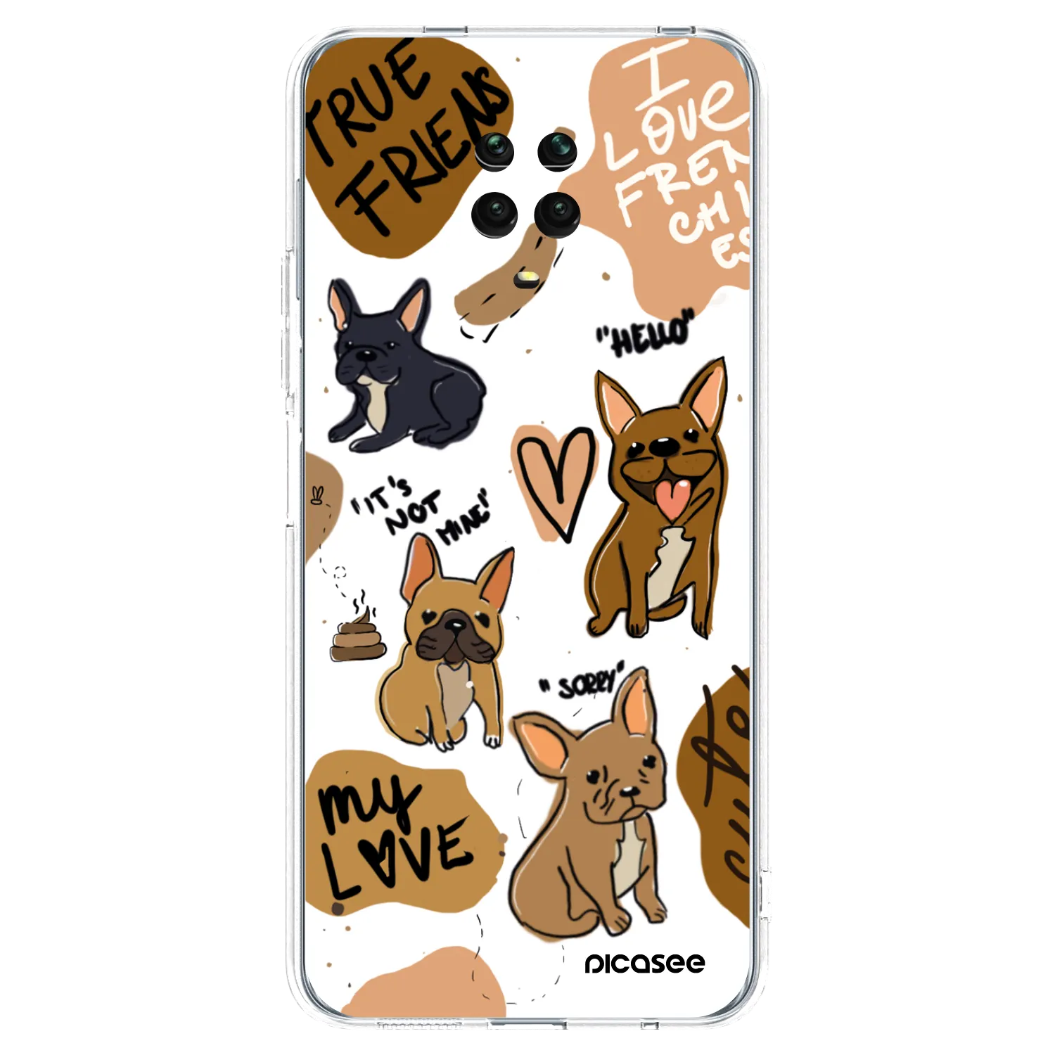 Picasee silikónový prehľadný obal pre Xiaomi Redmi Note 9 Pro - Frenchies