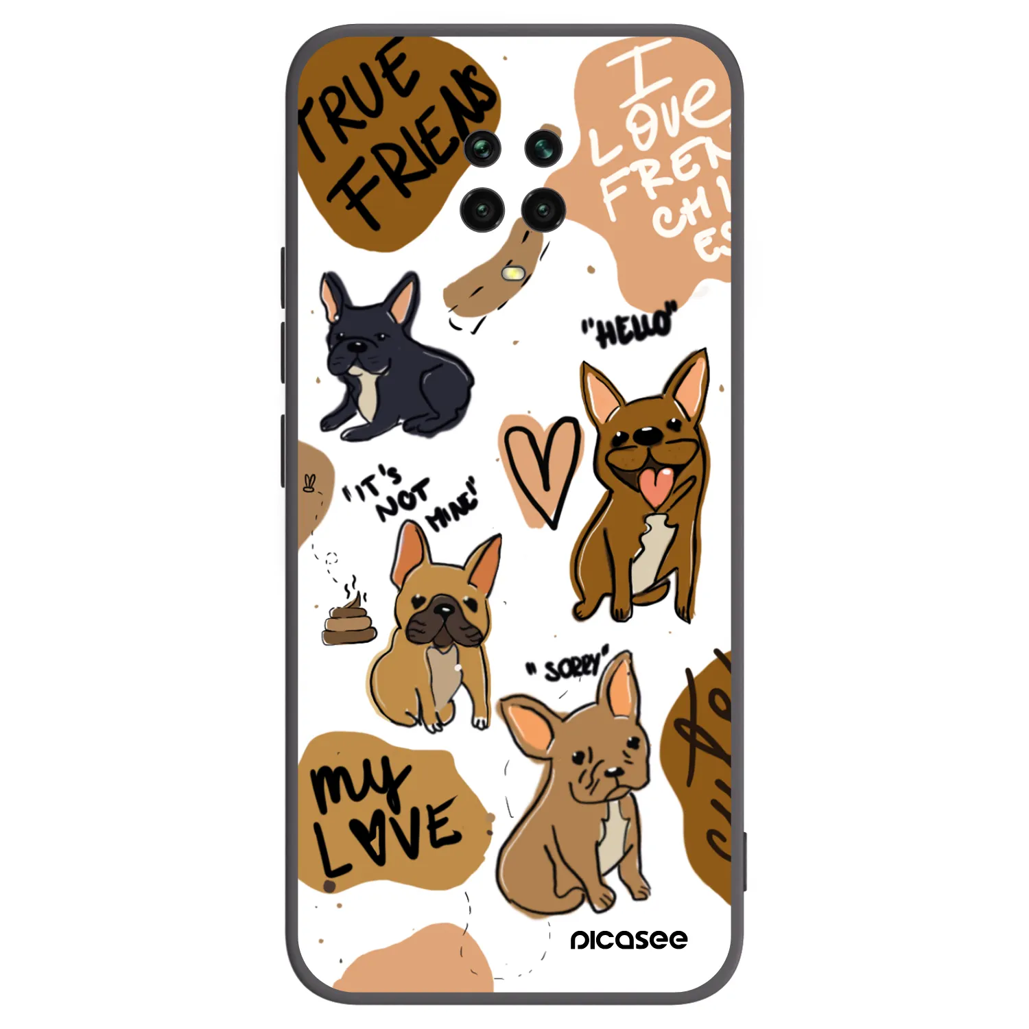 Picasee silikónový čierny obal pre Xiaomi Redmi Note 9 Pro - Frenchies