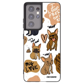 Picasee silikónový čierny obal pre Samsung Galaxy S21 Ultra 5G G998B - Frenchies