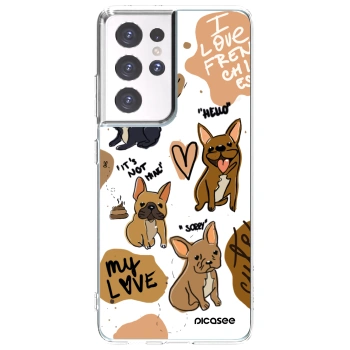 Picasee silikónový prehľadný obal pre Samsung Galaxy S21 Ultra 5G G998B - Frenchies
