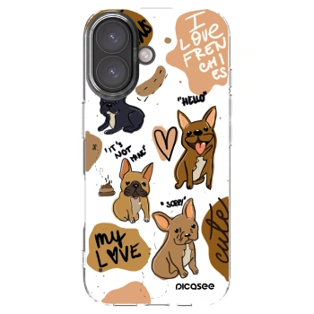 Picasee silikónový prehľadný obal pre Apple iPhone 16 - Frenchies