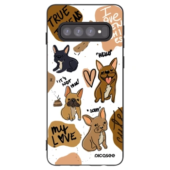Picasee silikónový čierny obal pre Samsung Galaxy S10 G973 - Frenchies