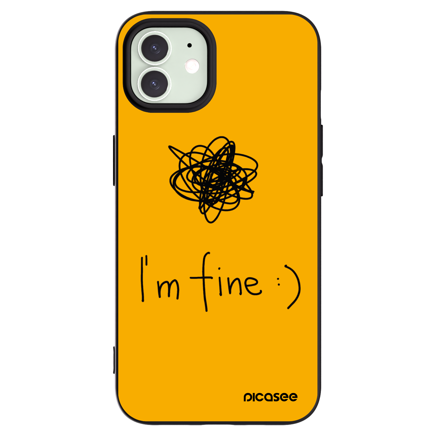 Picasee silikónový čierny obal pre Apple iPhone 12 - I am fine