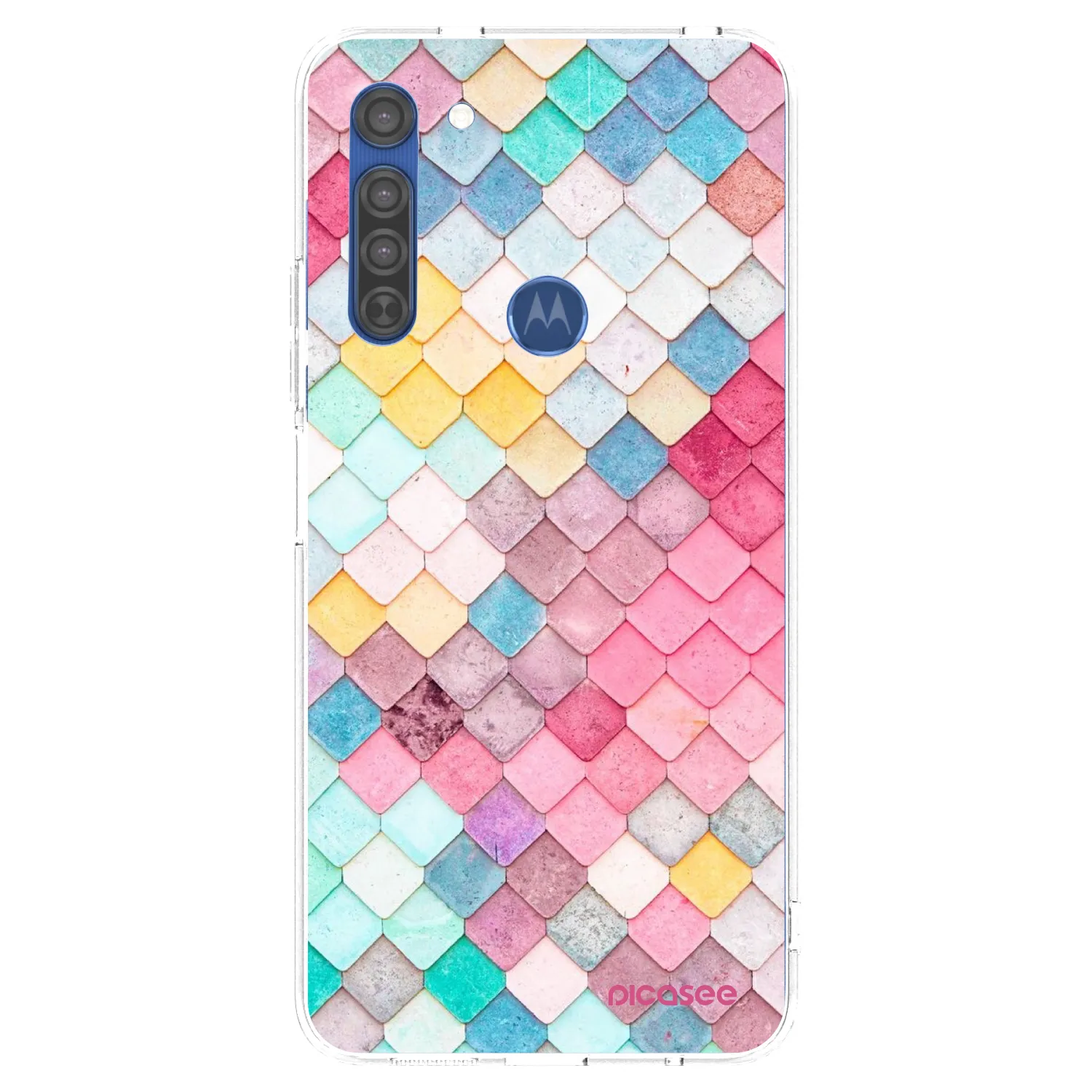 Picasee silikónový prehľadný obal pre Motorola Moto G8 - Farebná strecha