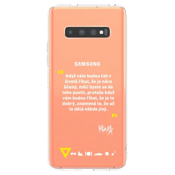 Picasee silikónový prehľadný obal pre Samsung Galaxy S10 Plus G975 - Kazma - MĚLI BYSTE SE DO TOHO PUSTIT