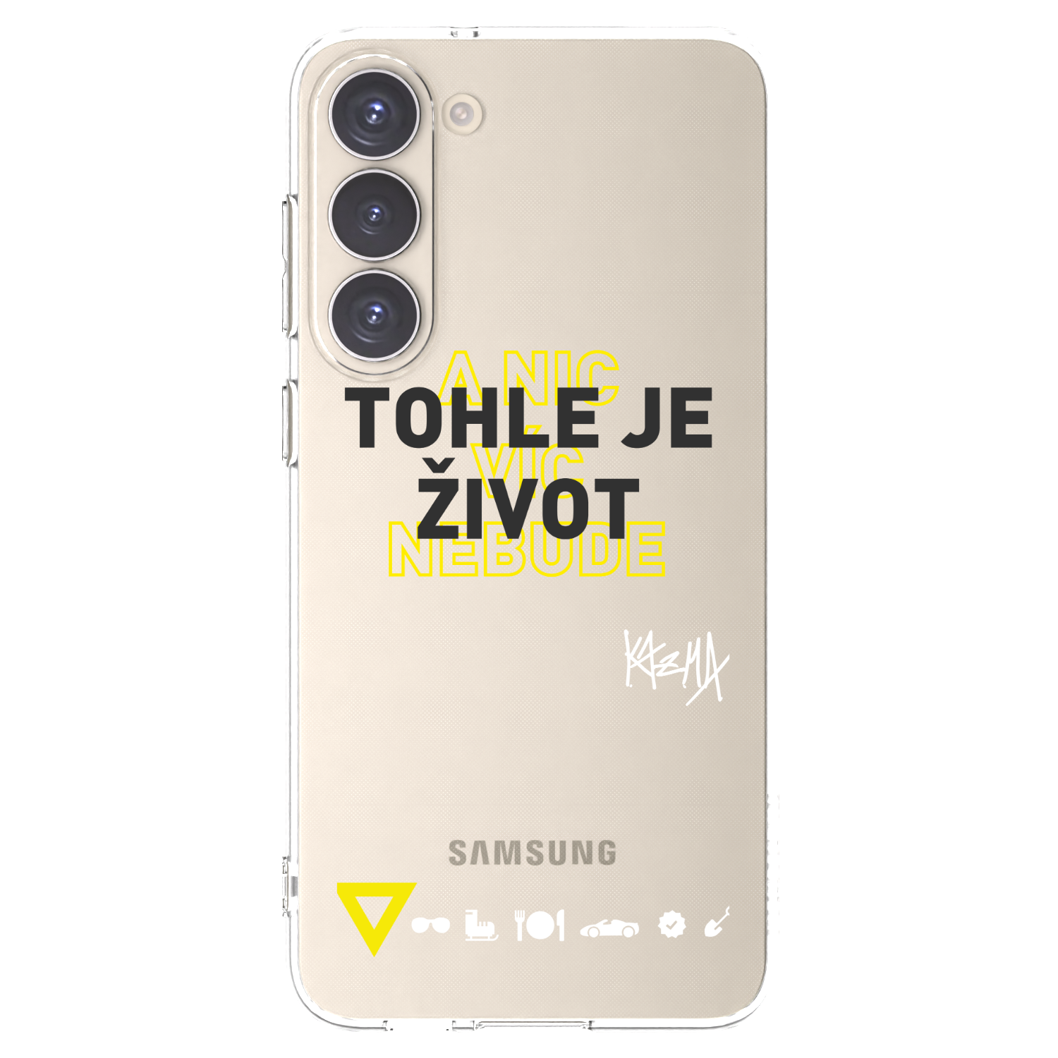 Picasee silikónový prehľadný obal pre Samsung Galaxy S23+ 5G - Kazma - TOHLE JE ŽIVOT A NIC VÍC NEBUDE