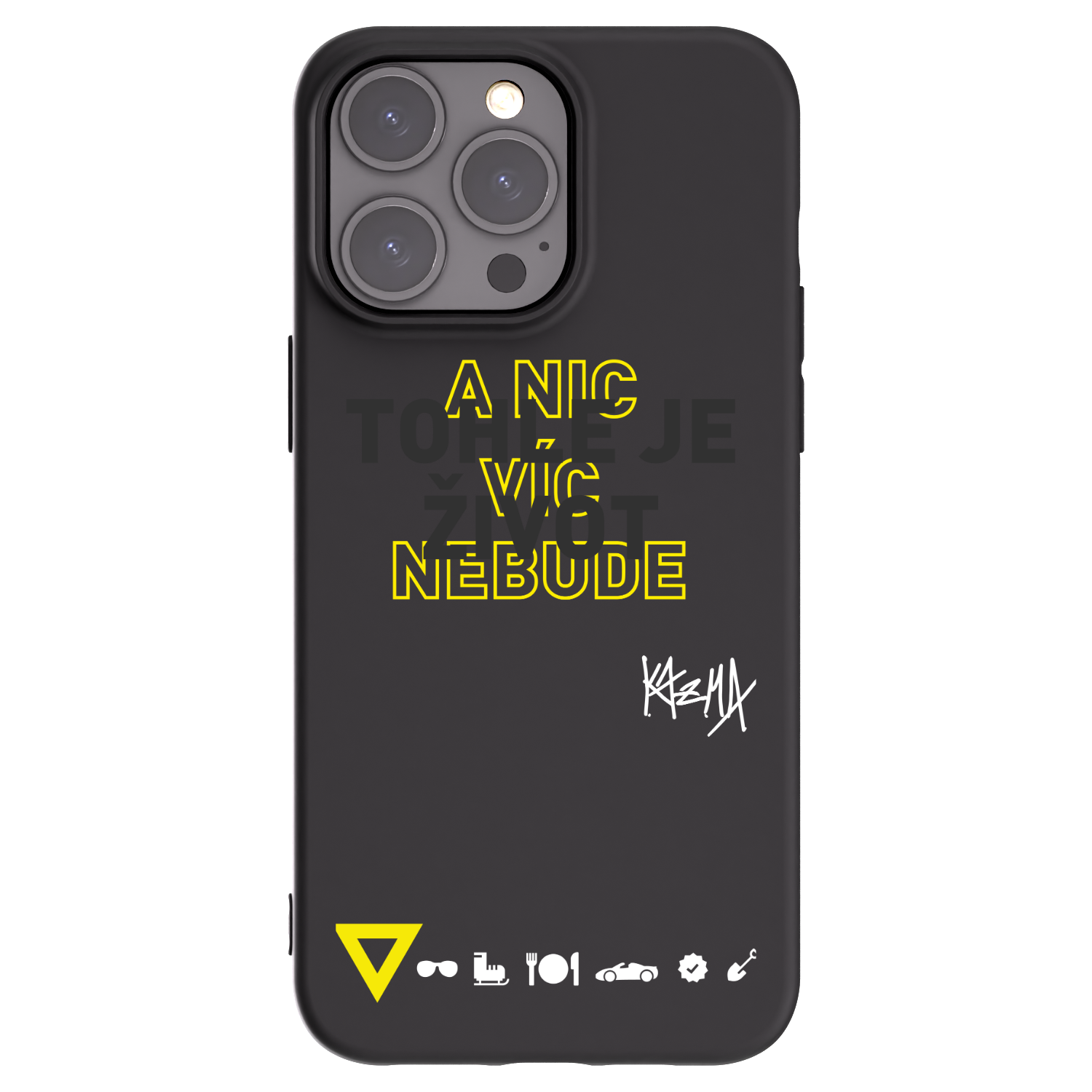 Picasee silikónový čierny obal pre Apple iPhone 15 Pro Max - Kazma - TOHLE JE ŽIVOT A NIC VÍC NEBUDE