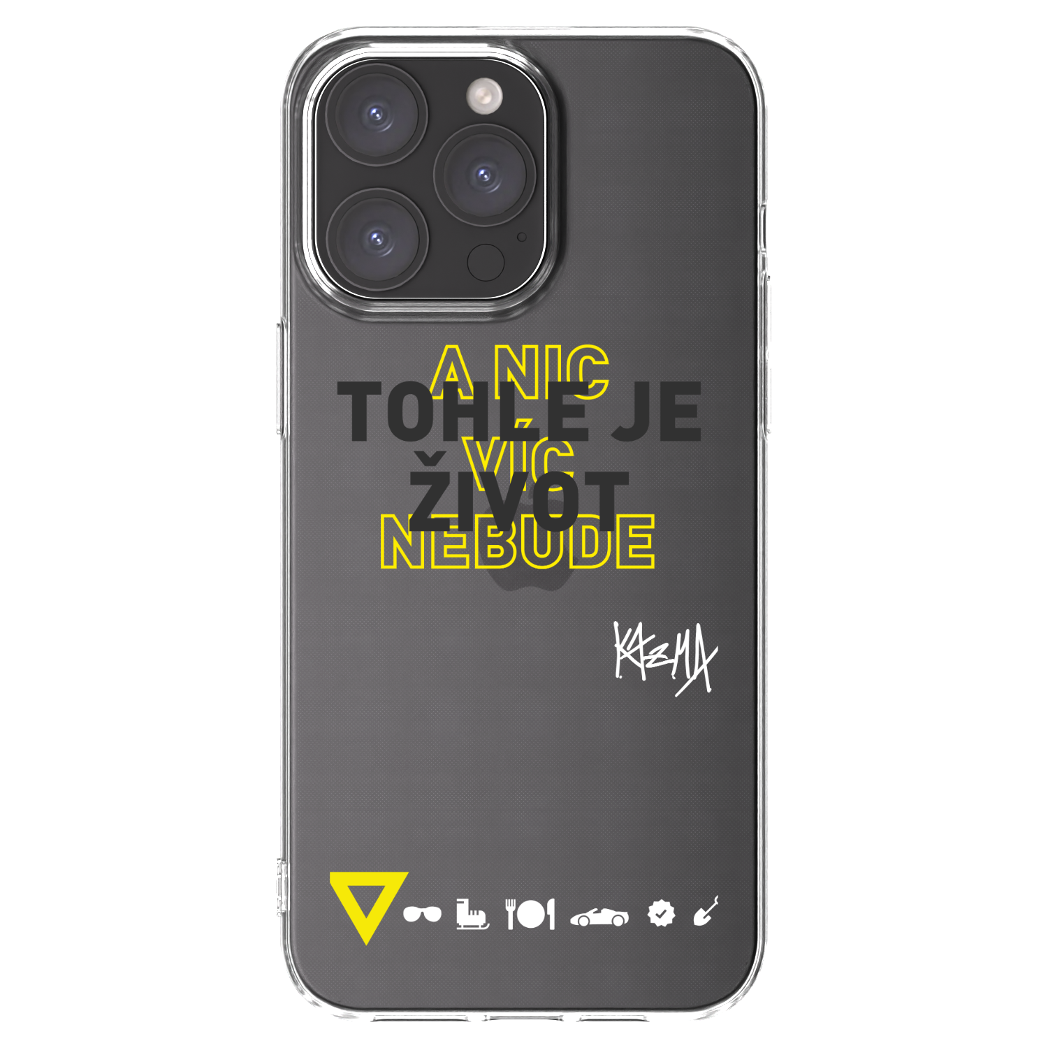 Picasee silikónový prehľadný obal pre Apple iPhone 15 Pro Max - Kazma - TOHLE JE ŽIVOT A NIC VÍC NEBUDE