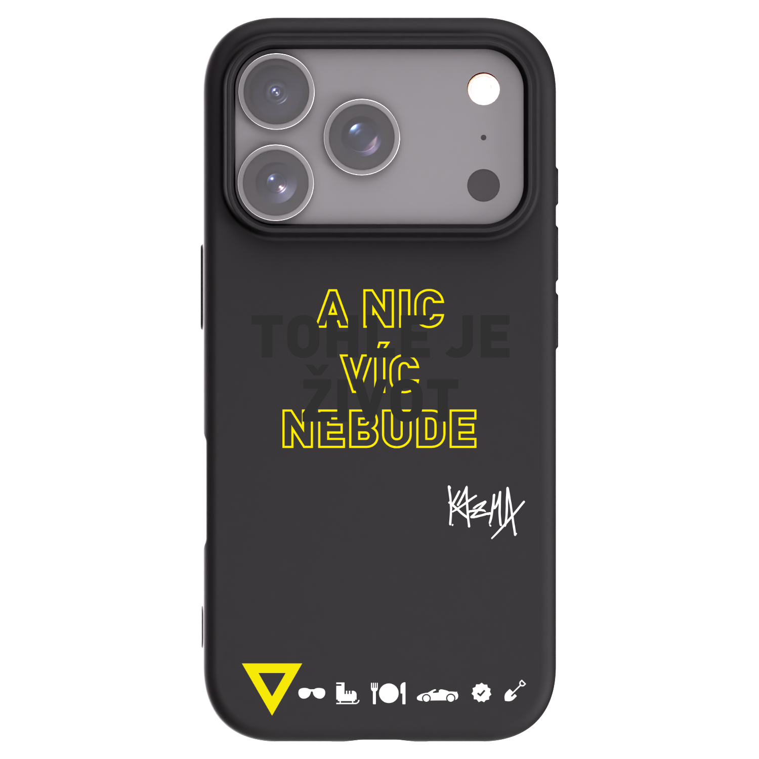 Picasee silikónový čierny obal pre Apple iPhone 17 Pro - Kazma - TOHLE JE ŽIVOT A NIC VÍC NEBUDE