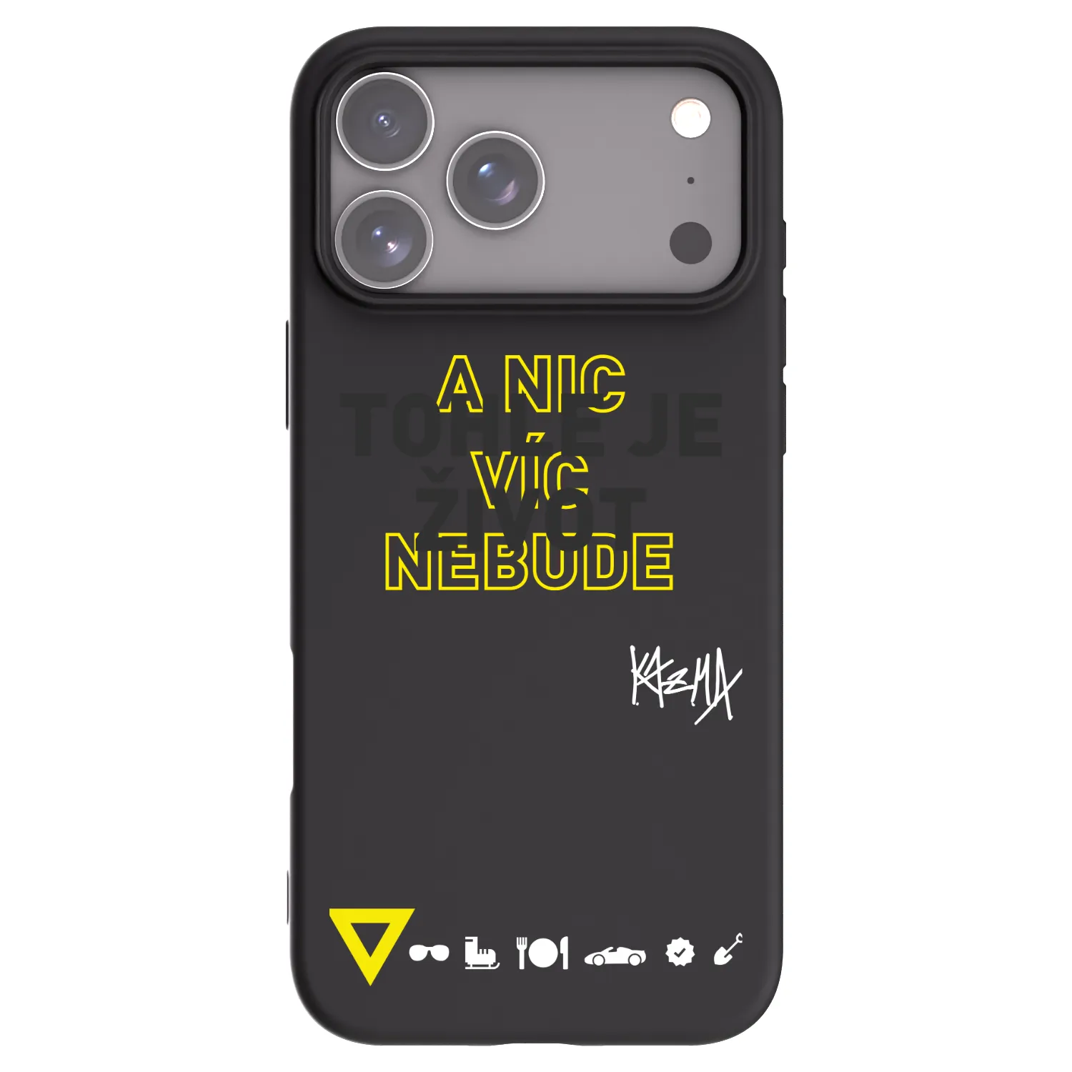 Picasee silikónový čierny obal pre Apple iPhone 18 Pro Max - Kazma - TOHLE JE ŽIVOT A NIC VÍC NEBUDE