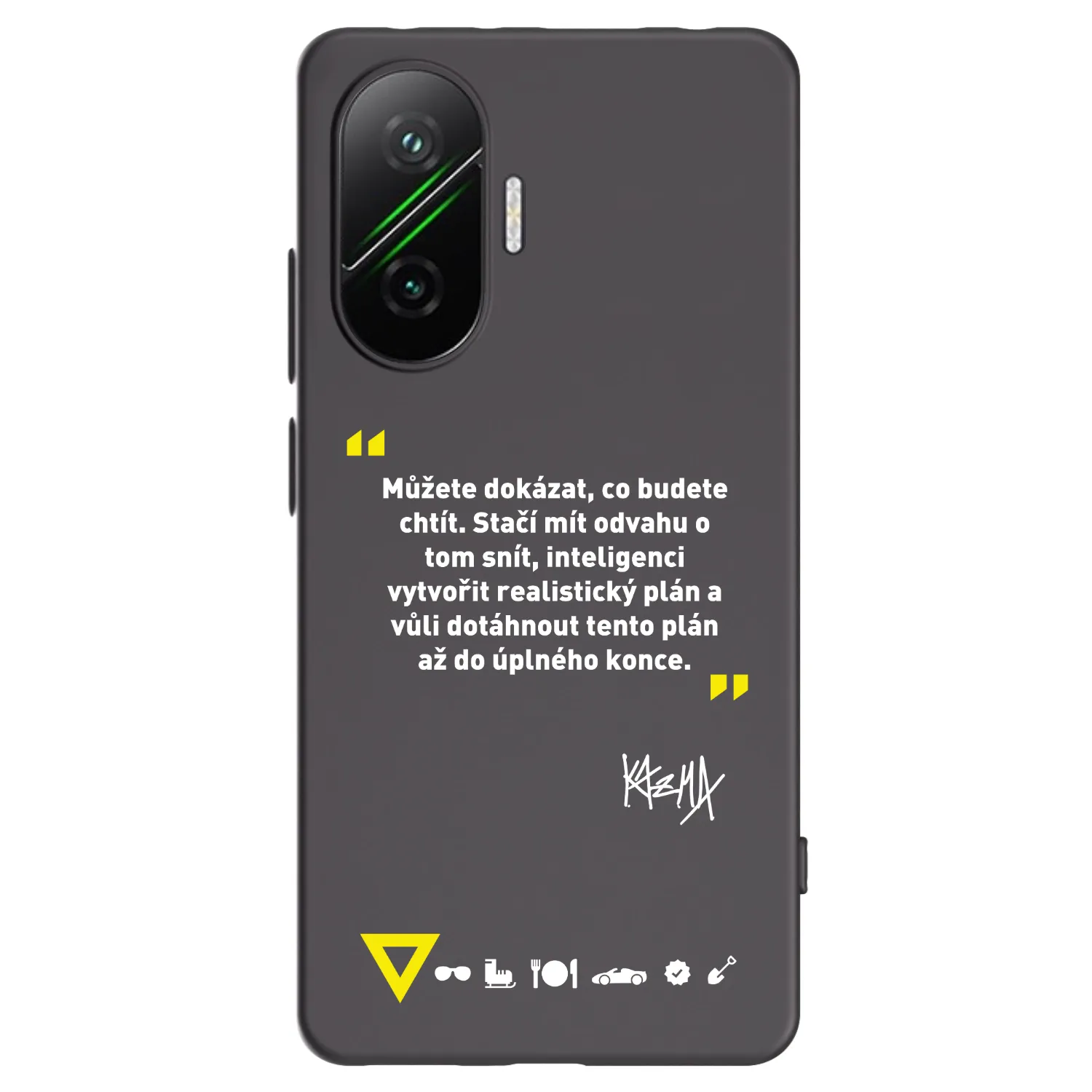 Silikónový čierny obal pre Xiaomi Poco F7 5G - Kazma - MŮŽETE DOKÁZAT, CO BUDETE CHTÍT