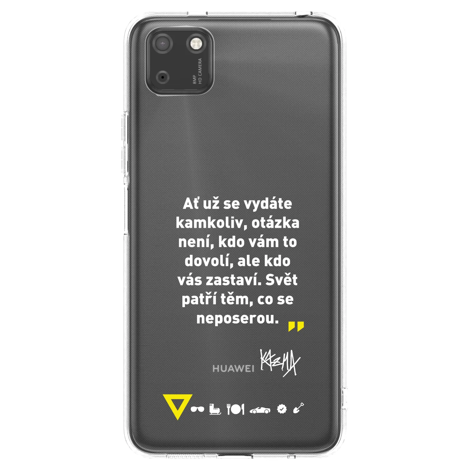 Picasee silikónový prehľadný obal pre Huawei Y5P - Kazma - SVĚT PATŘÍ TĚM, CO SE NEPOSEROU