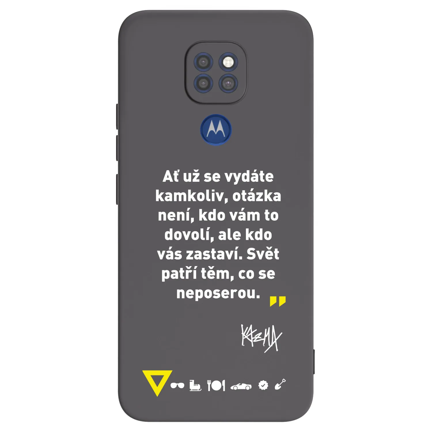 Picasee silikónový čierny obal pre Motorola Moto G9 Play - Kazma - SVĚT PATŘÍ TĚM, CO SE NEPOSEROU