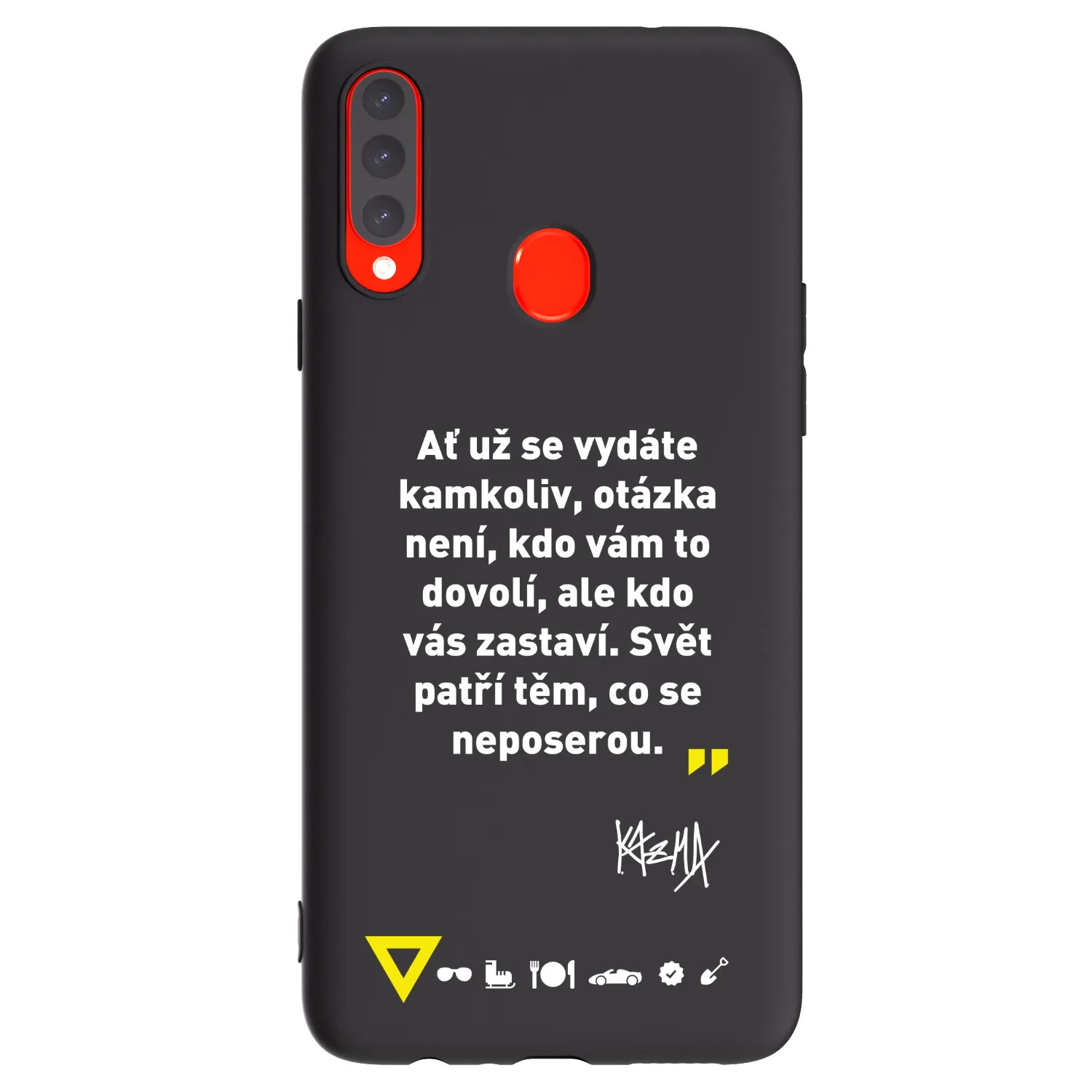 Picasee silikónový čierny obal pre Samsung Galaxy A20s - Kazma - SVĚT PATŘÍ TĚM, CO SE NEPOSEROU