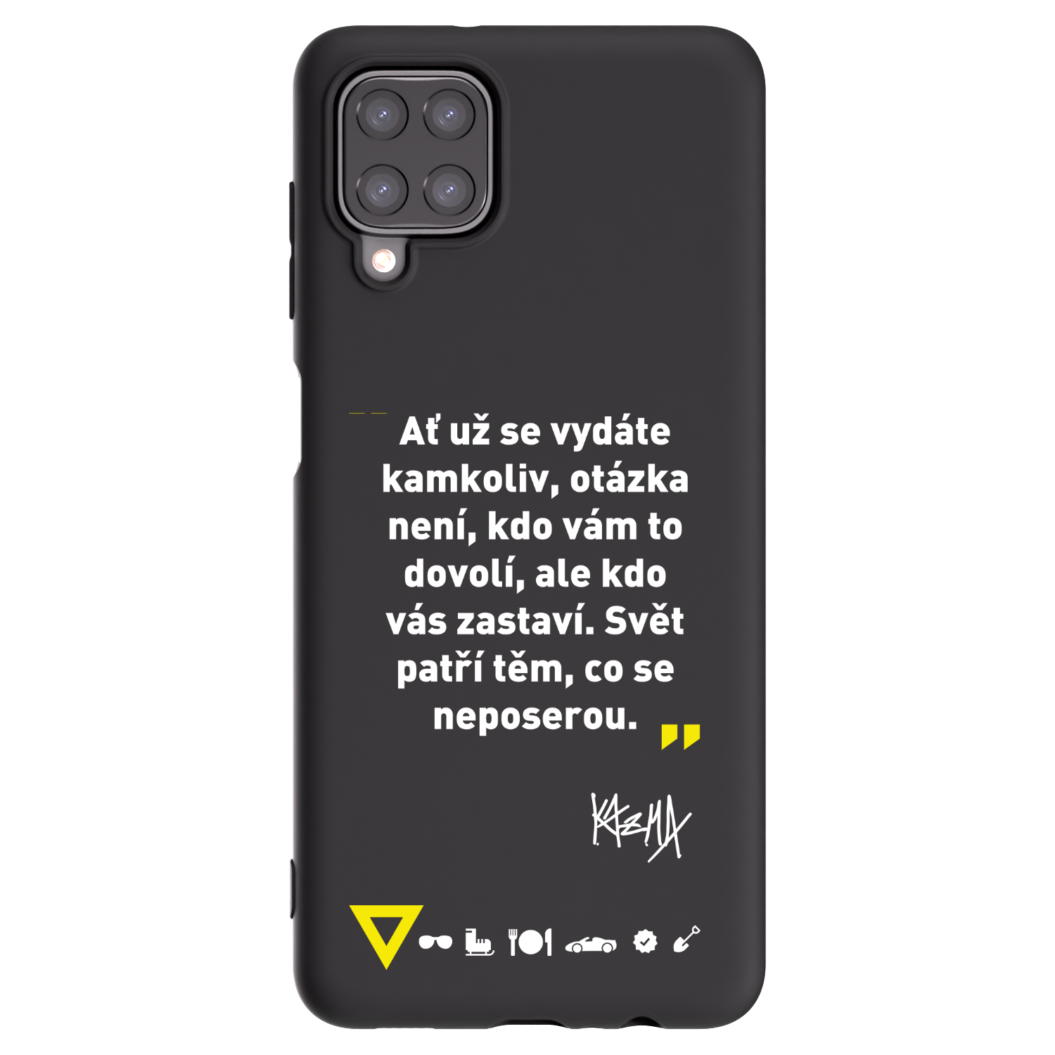 Picasee silikónový čierny obal pre Samsung Galaxy A12 A125F - Kazma - SVĚT PATŘÍ TĚM, CO SE NEPOSEROU