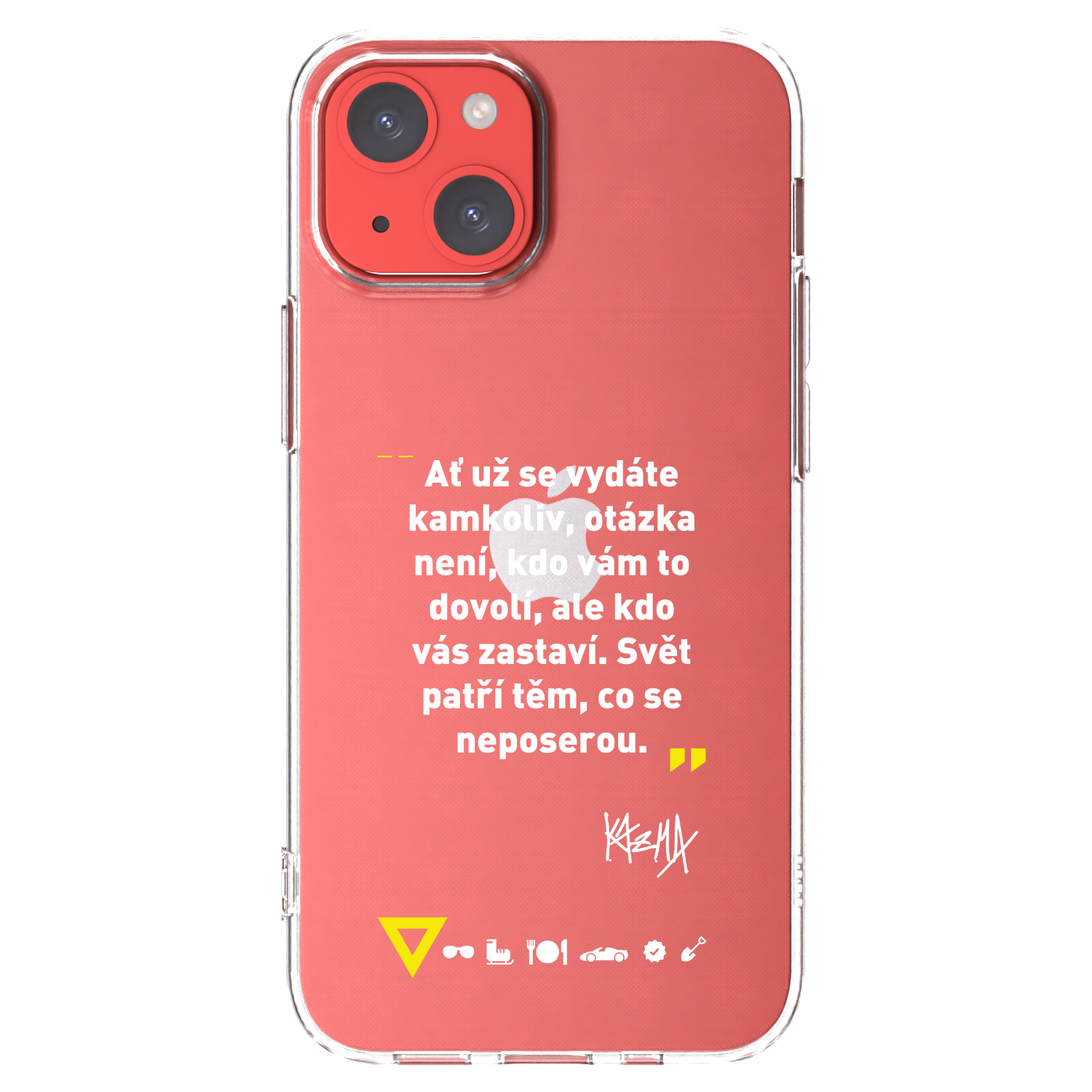 Picasee silikónový prehľadný obal pre Apple iPhone 13 mini - Kazma - SVĚT PATŘÍ TĚM, CO SE NEPOSEROU