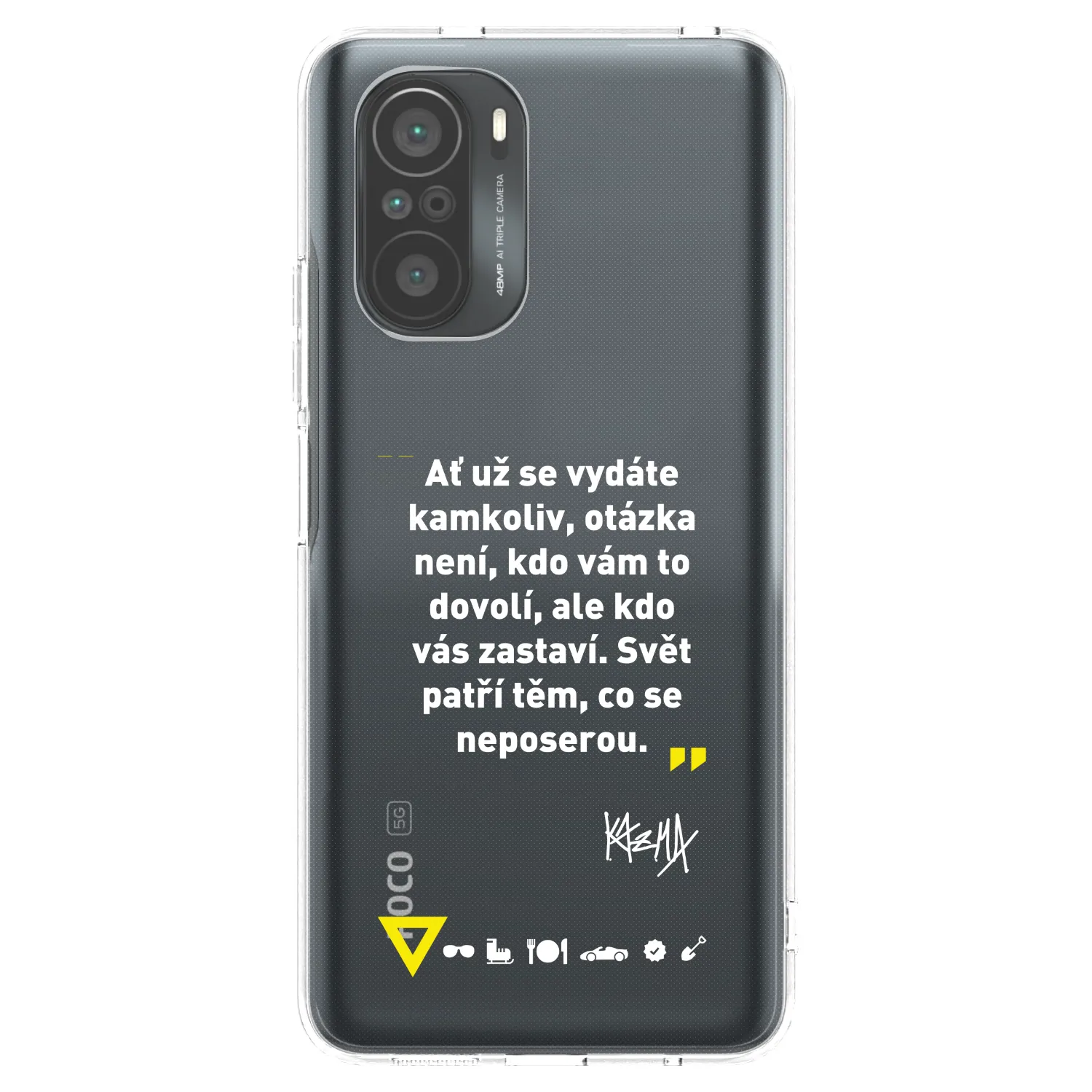 Picasee silikónový prehľadný obal pre Xiaomi Poco F3 - Kazma - SVĚT PATŘÍ TĚM, CO SE NEPOSEROU