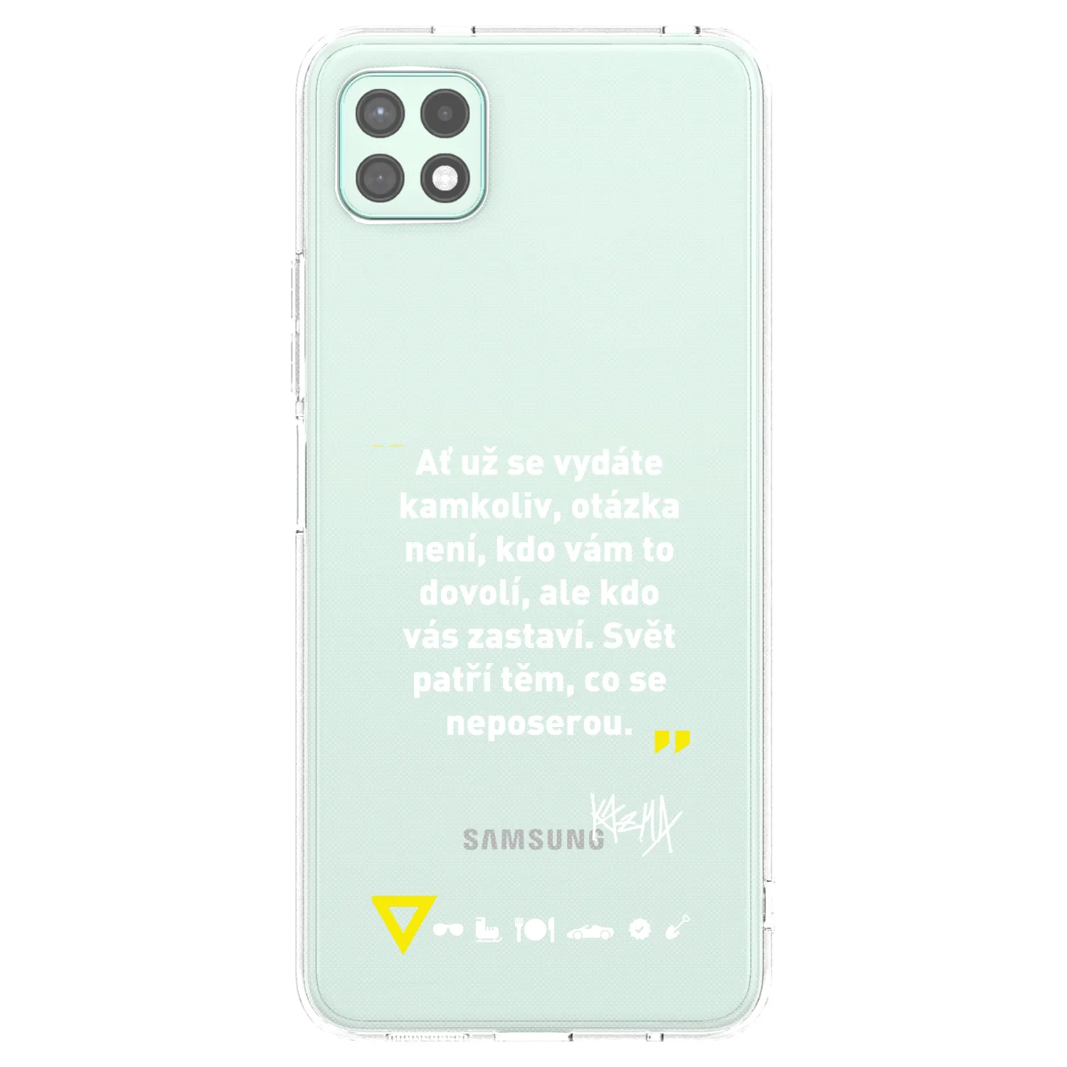 Picasee silikónový prehľadný obal pre Samsung Galaxy A22 A226B 5G - Kazma - SVĚT PATŘÍ TĚM, CO SE NEPOSEROU