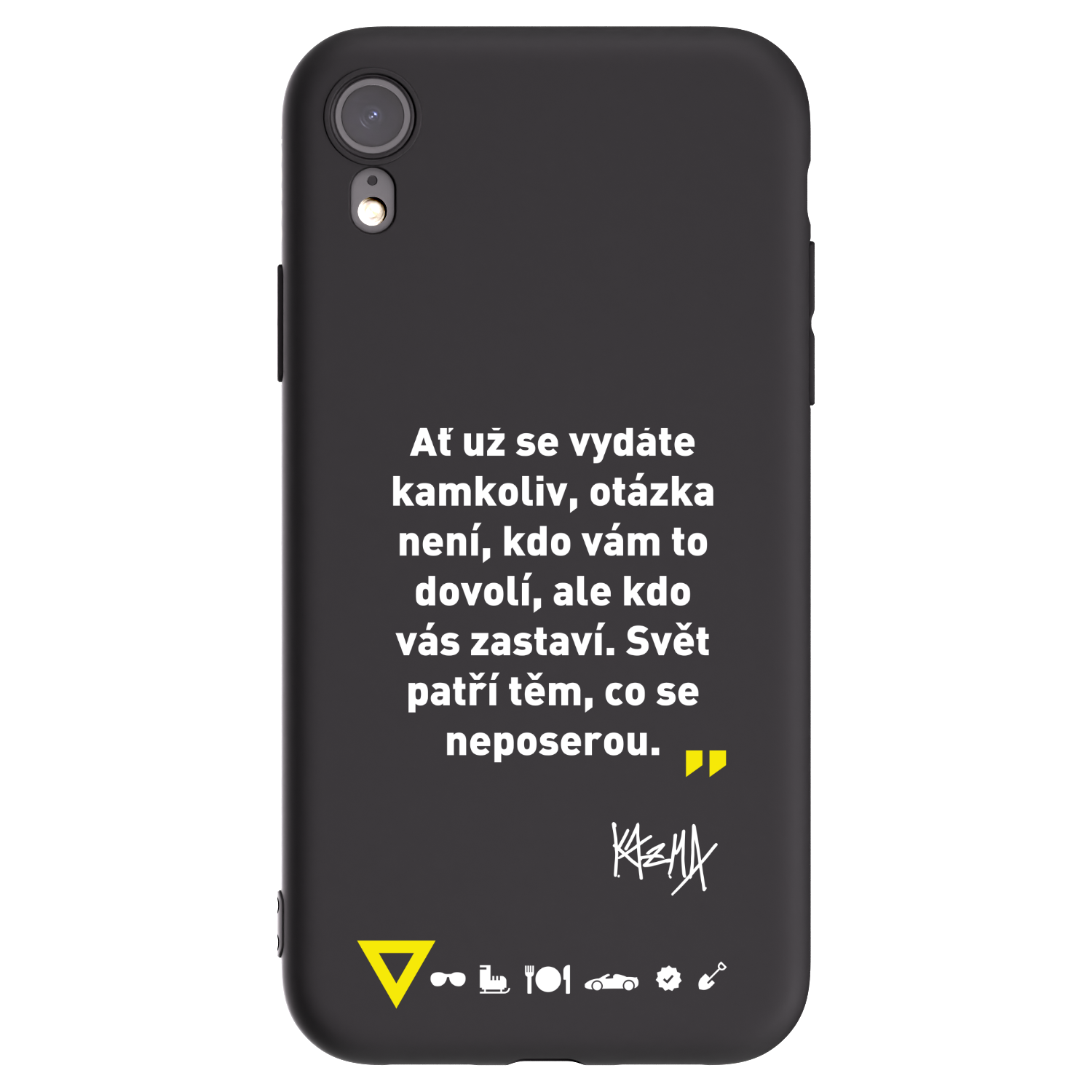 Picasee silikónový čierny obal pre Apple iPhone XR - Kazma - SVĚT PATŘÍ TĚM, CO SE NEPOSEROU