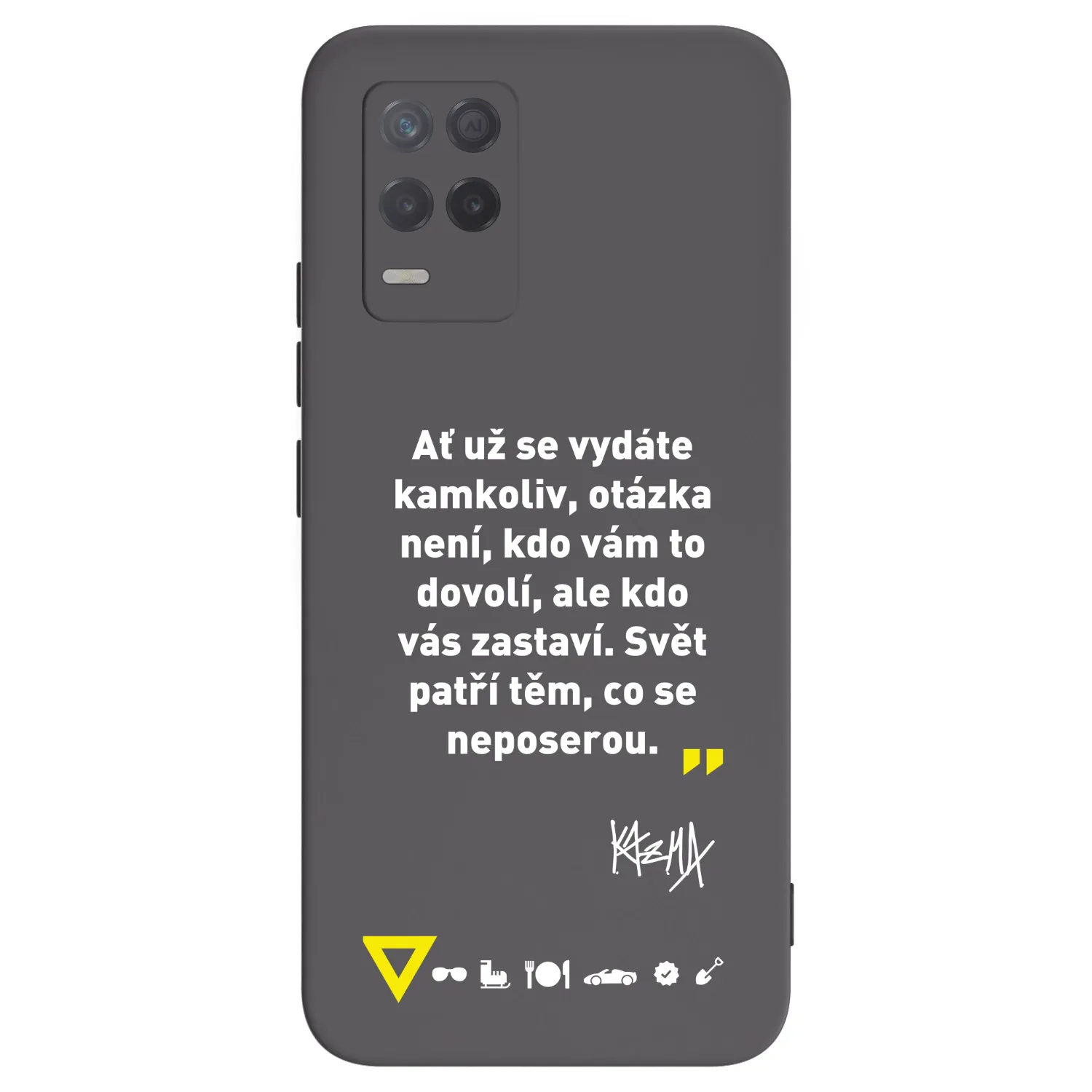 Picasee silikónový čierny obal pre Realme 8 5G - Kazma - SVĚT PATŘÍ TĚM, CO SE NEPOSEROU