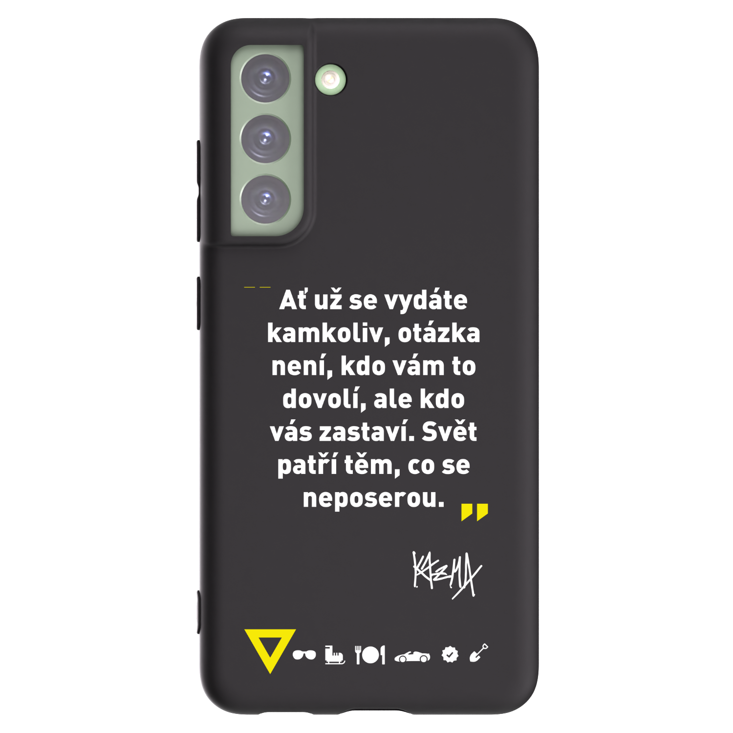 Picasee silikónový čierny obal pre Samsung Galaxy S21 FE 5G - Kazma - SVĚT PATŘÍ TĚM, CO SE NEPOSEROU