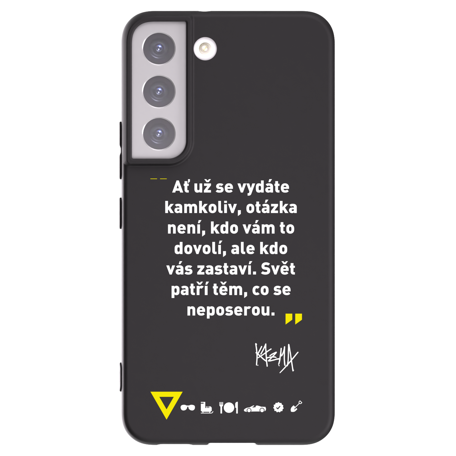 Picasee silikónový čierny obal pre Samsung Galaxy S22 5G - Kazma - SVĚT PATŘÍ TĚM, CO SE NEPOSEROU