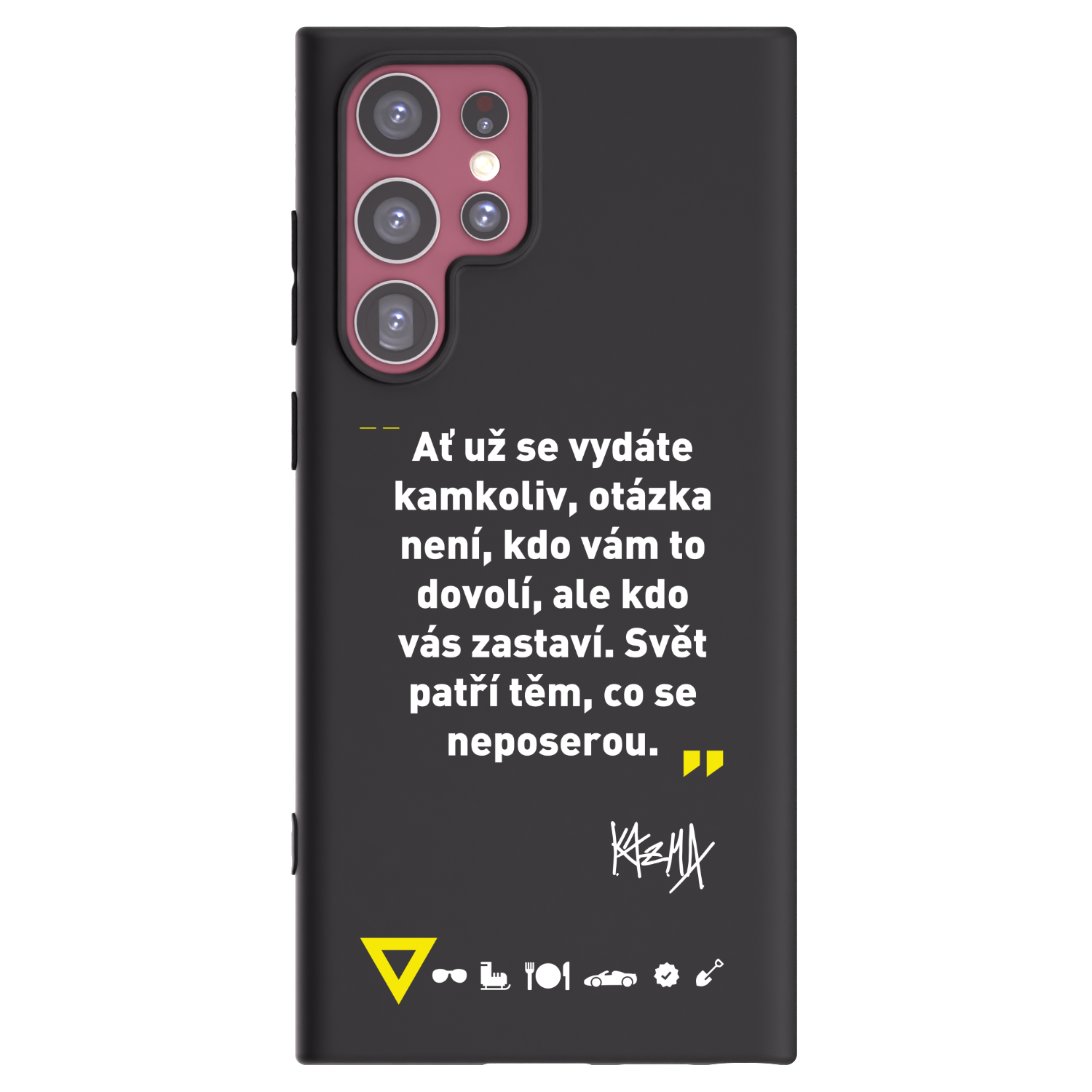 Picasee silikónový čierny obal pre Samsung Galaxy S22 Ultra 5G - Kazma - SVĚT PATŘÍ TĚM, CO SE NEPOSEROU
