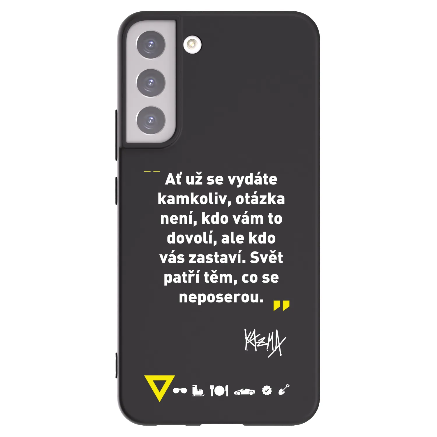 Picasee silikónový čierny obal pre Samsung Galaxy S22+ 5G - Kazma - SVĚT PATŘÍ TĚM, CO SE NEPOSEROU