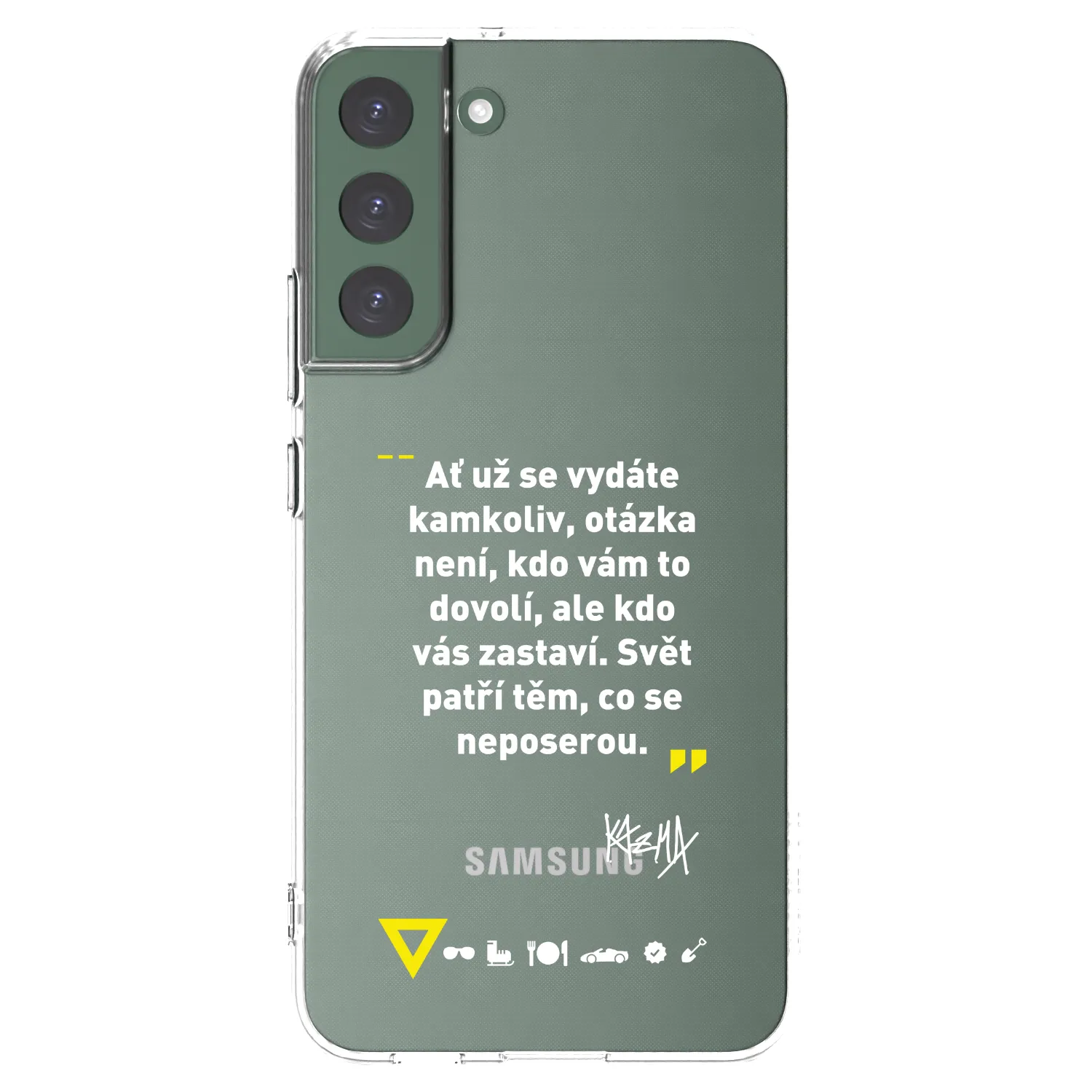 Picasee silikónový prehľadný obal pre Samsung Galaxy S22+ 5G - Kazma - SVĚT PATŘÍ TĚM, CO SE NEPOSEROU