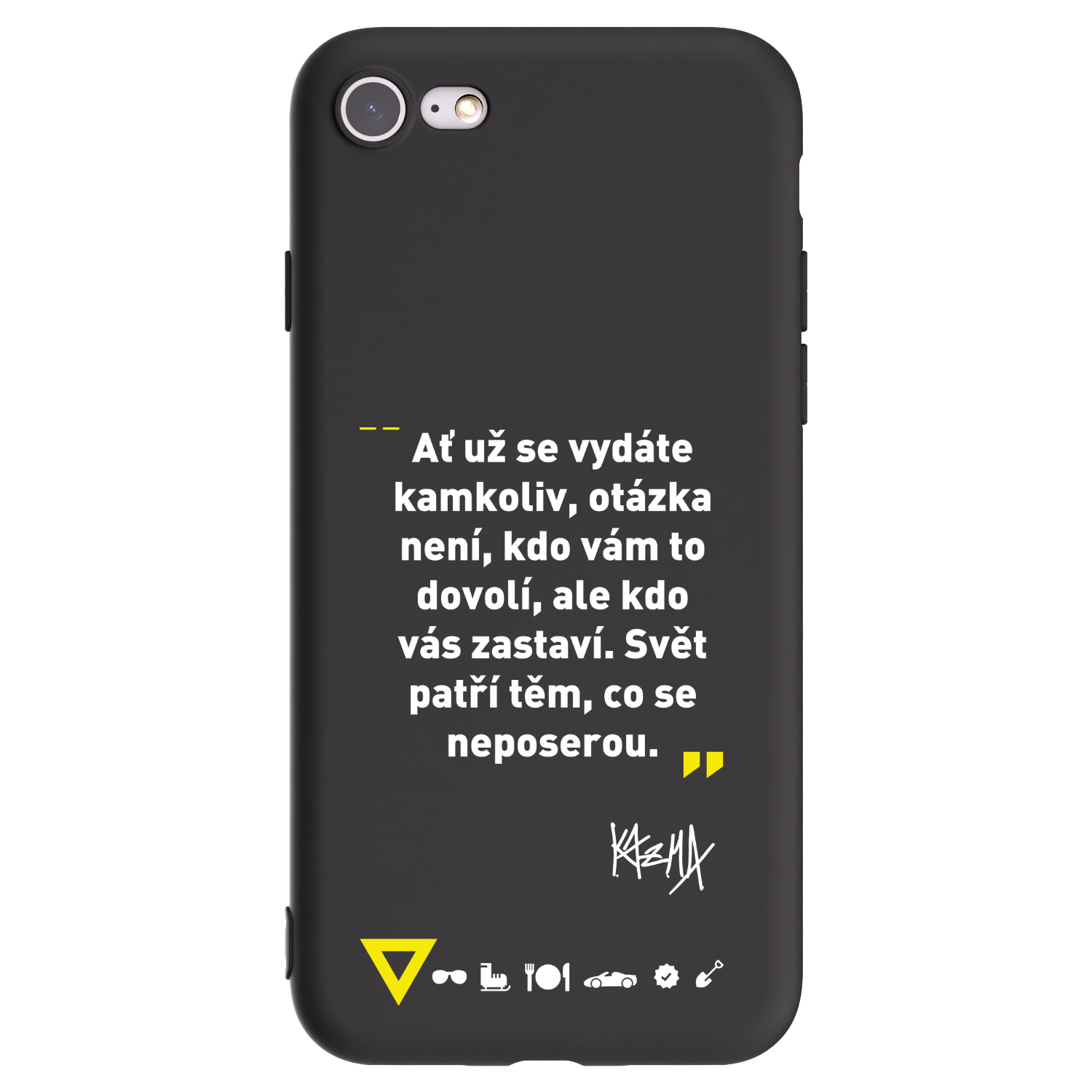 Picasee silikónový čierny obal pre Apple iPhone SE 2022 - Kazma - SVĚT PATŘÍ TĚM, CO SE NEPOSEROU