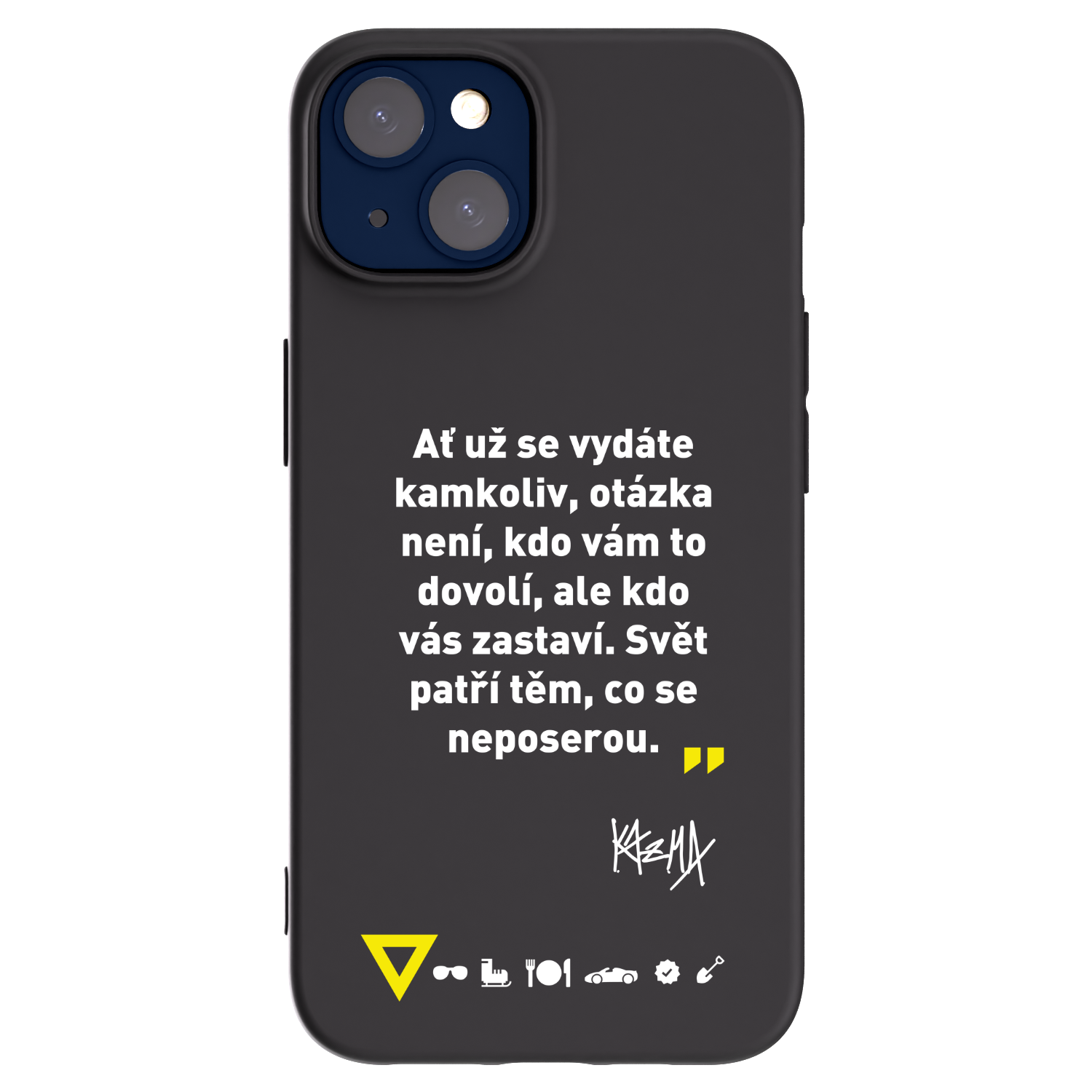 Picasee silikónový čierny obal pre Apple iPhone 14 - Kazma - SVĚT PATŘÍ TĚM, CO SE NEPOSEROU