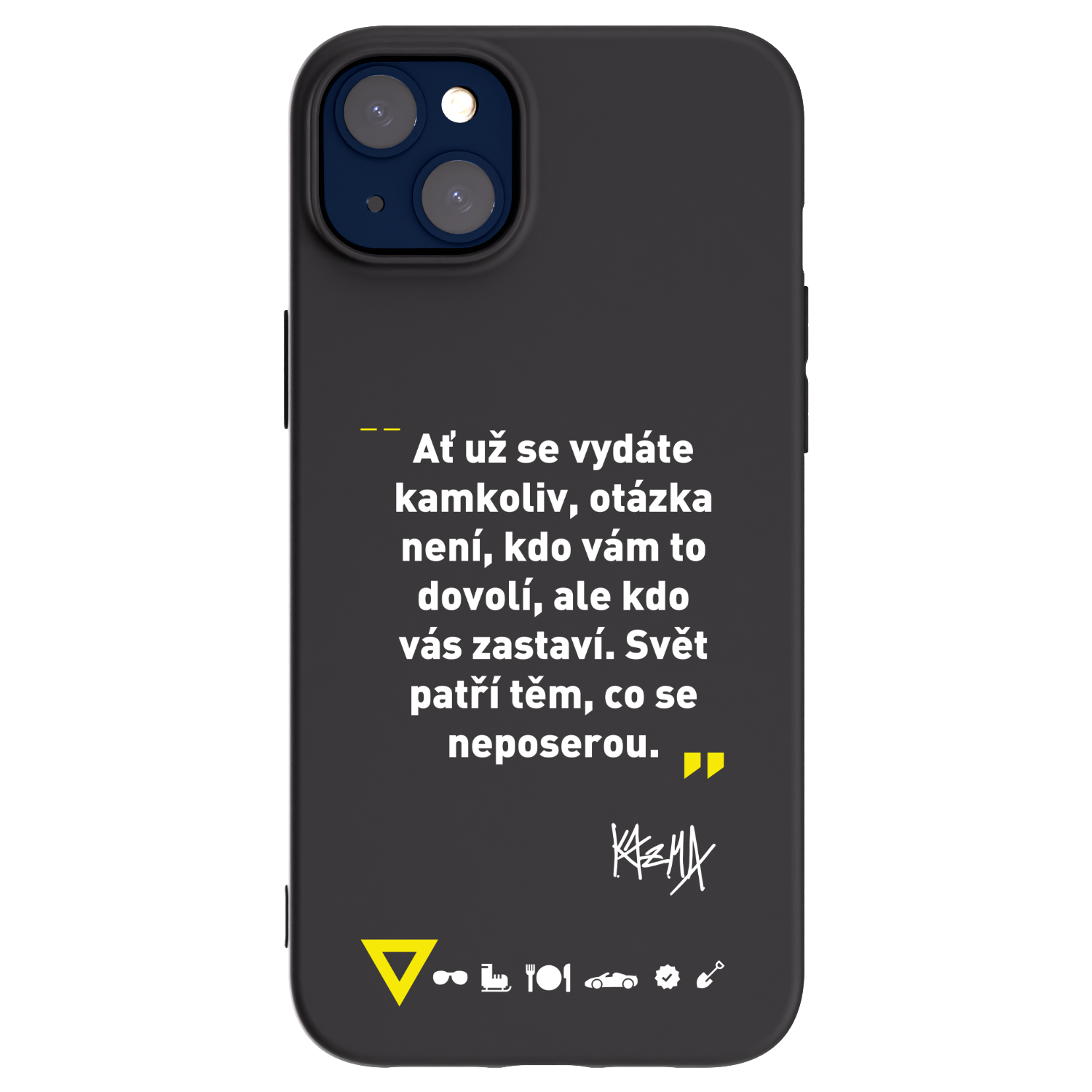 Picasee silikónový čierny obal pre Apple iPhone 14 Plus - Kazma - SVĚT PATŘÍ TĚM, CO SE NEPOSEROU