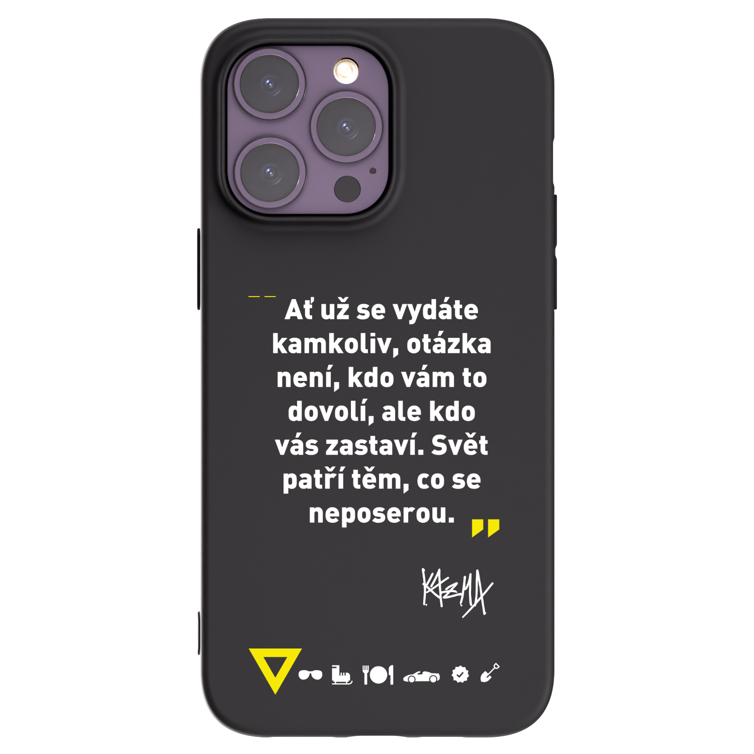 Picasee silikónový čierny obal pre Apple iPhone 14 Pro Max - Kazma - SVĚT PATŘÍ TĚM, CO SE NEPOSEROU