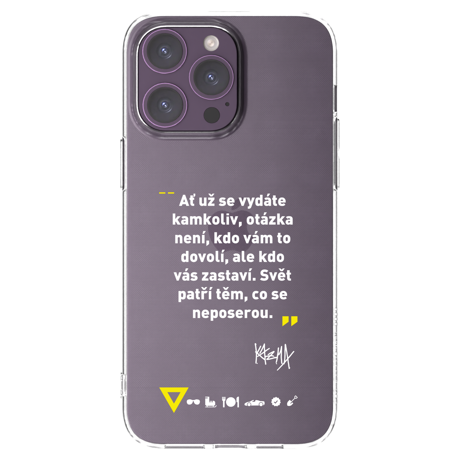 Picasee silikónový prehľadný obal pre Apple iPhone 14 Pro Max - Kazma - SVĚT PATŘÍ TĚM, CO SE NEPOSEROU