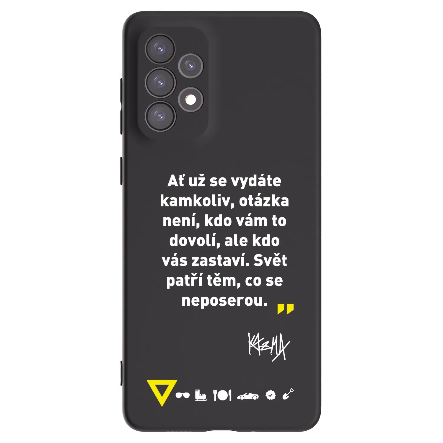 Picasee silikónový čierny obal pre Samsung Galaxy A73 5G - Kazma - SVĚT PATŘÍ TĚM, CO SE NEPOSEROU