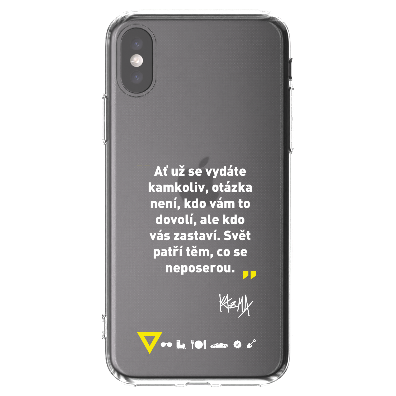 Picasee silikónový prehľadný obal pre Apple iPhone X/XS - Kazma - SVĚT PATŘÍ TĚM, CO SE NEPOSEROU