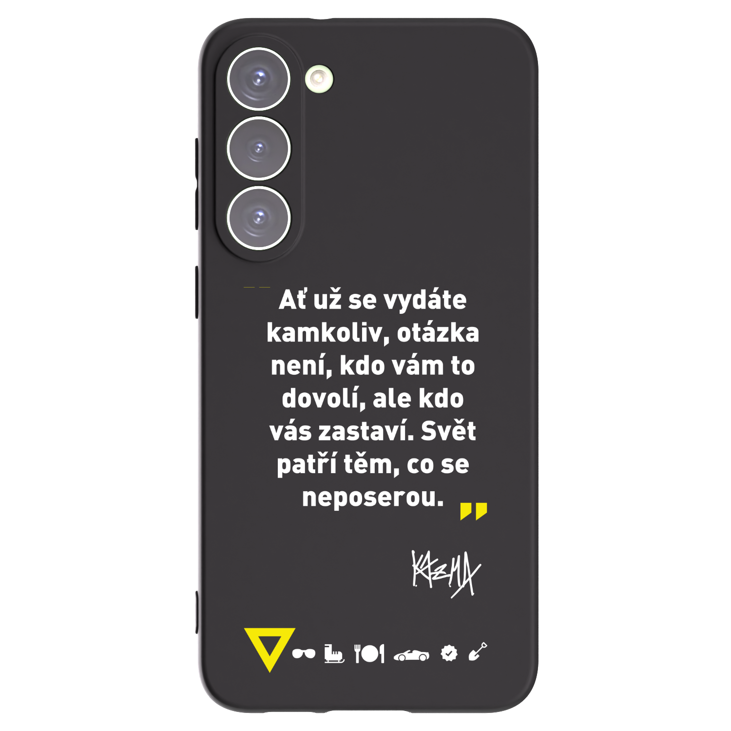 Picasee silikónový čierny obal pre Samsung Galaxy S23+ 5G - Kazma - SVĚT PATŘÍ TĚM, CO SE NEPOSEROU