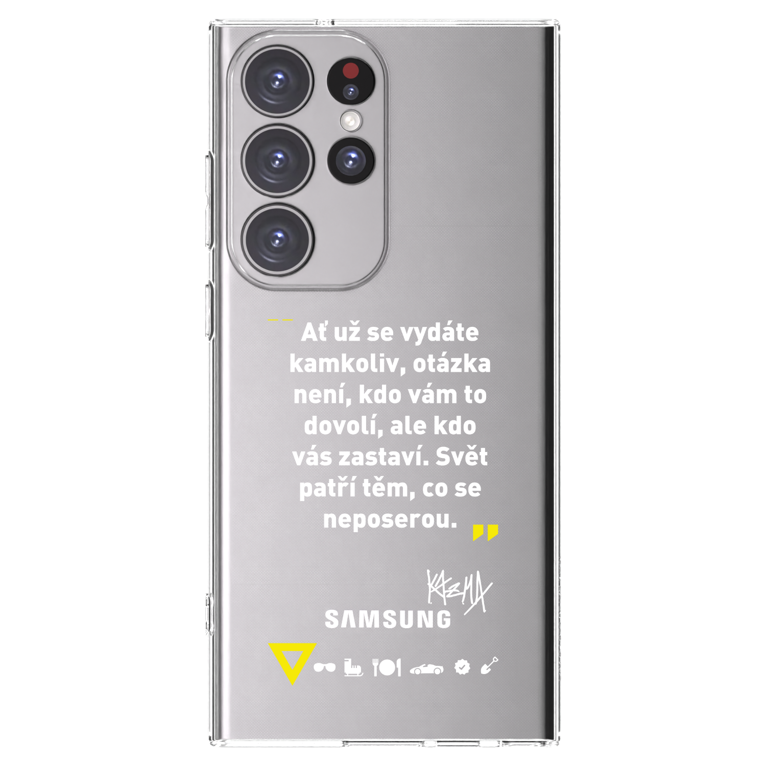 Picasee silikónový prehľadný obal pre Samsung Galaxy S23 Ultra 5G - Kazma - SVĚT PATŘÍ TĚM, CO SE NEPOSEROU