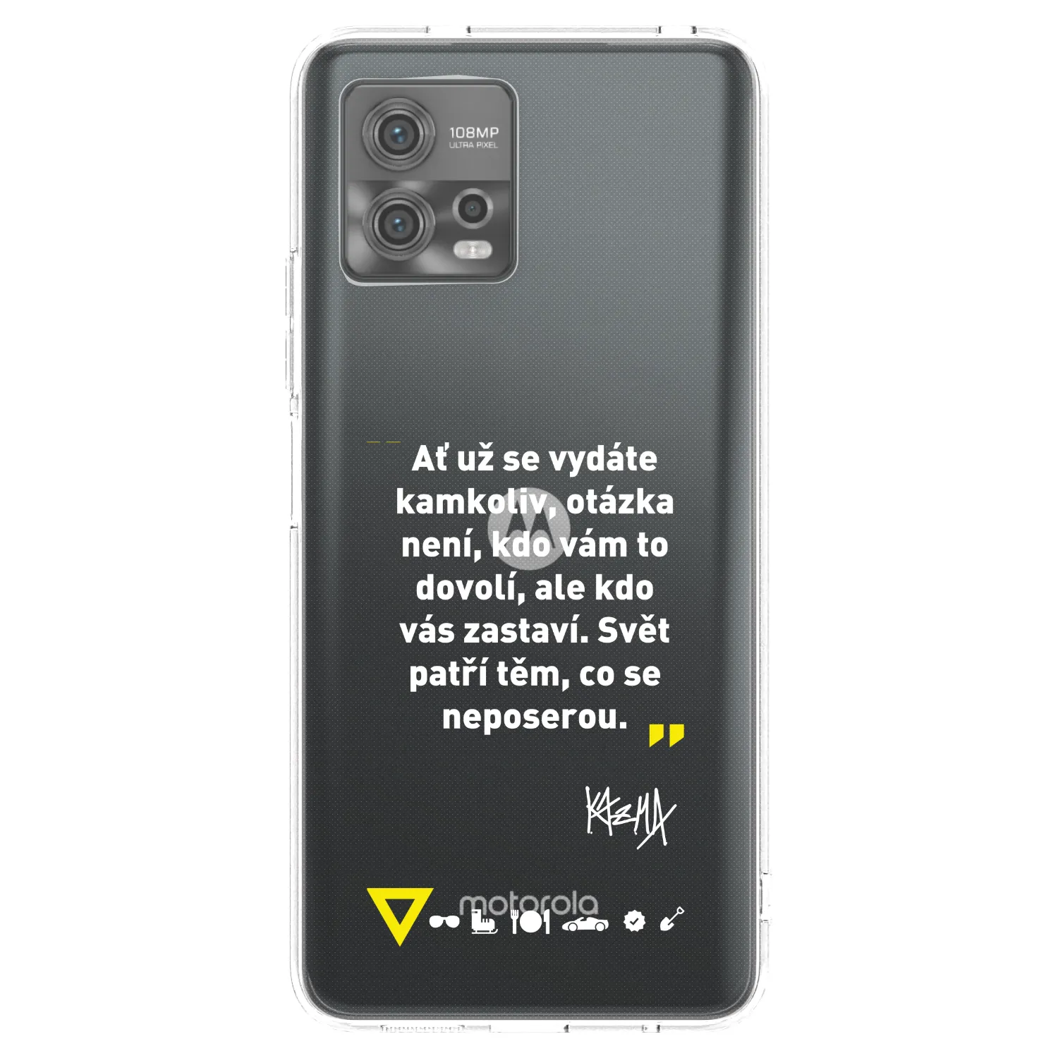 Picasee silikónový prehľadný obal pre Motorola Moto G72 - Kazma - SVĚT PATŘÍ TĚM, CO SE NEPOSEROU
