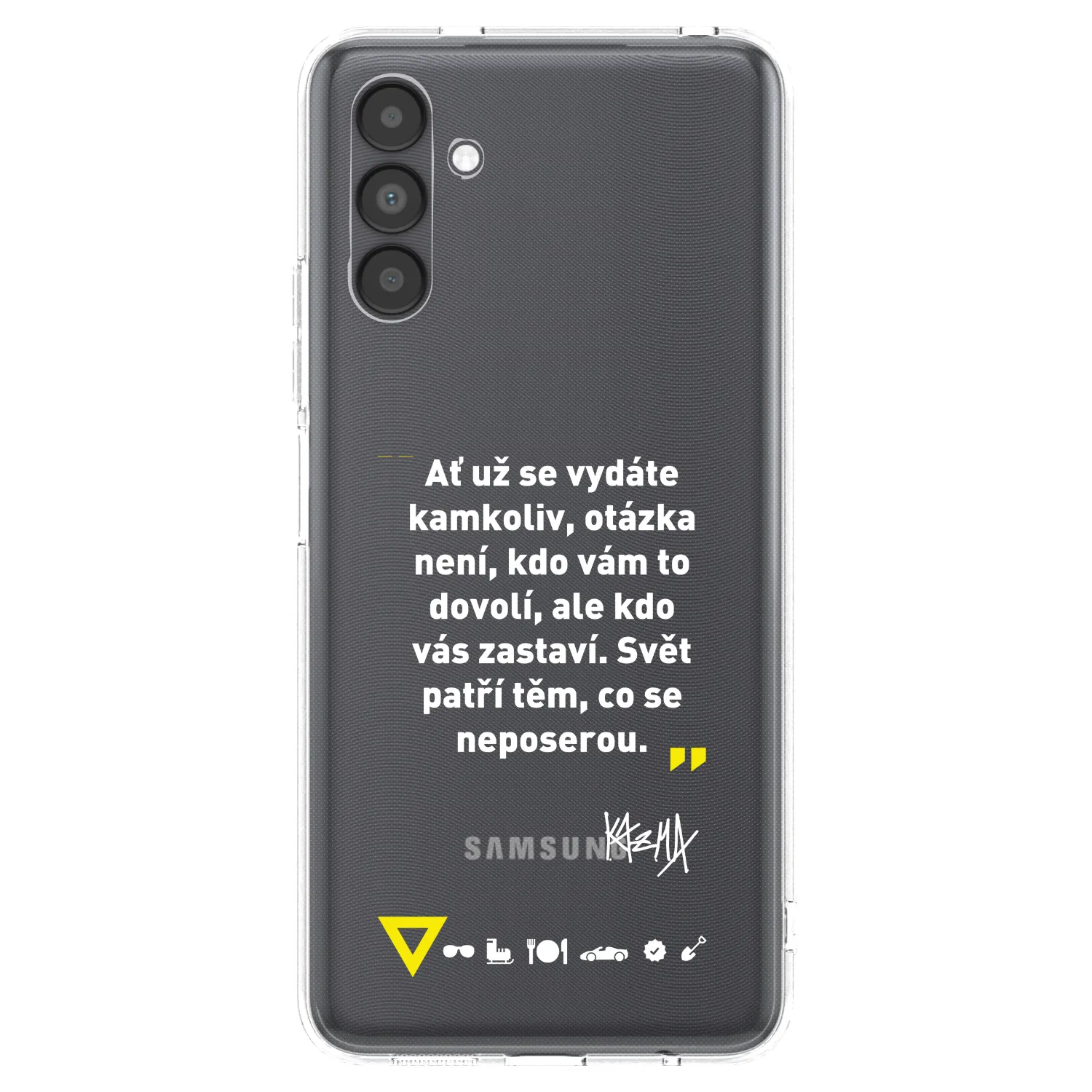 Picasee silikónový prehľadný obal pre Samsung Galaxy A04s A047F - Kazma - SVĚT PATŘÍ TĚM, CO SE NEPOSEROU