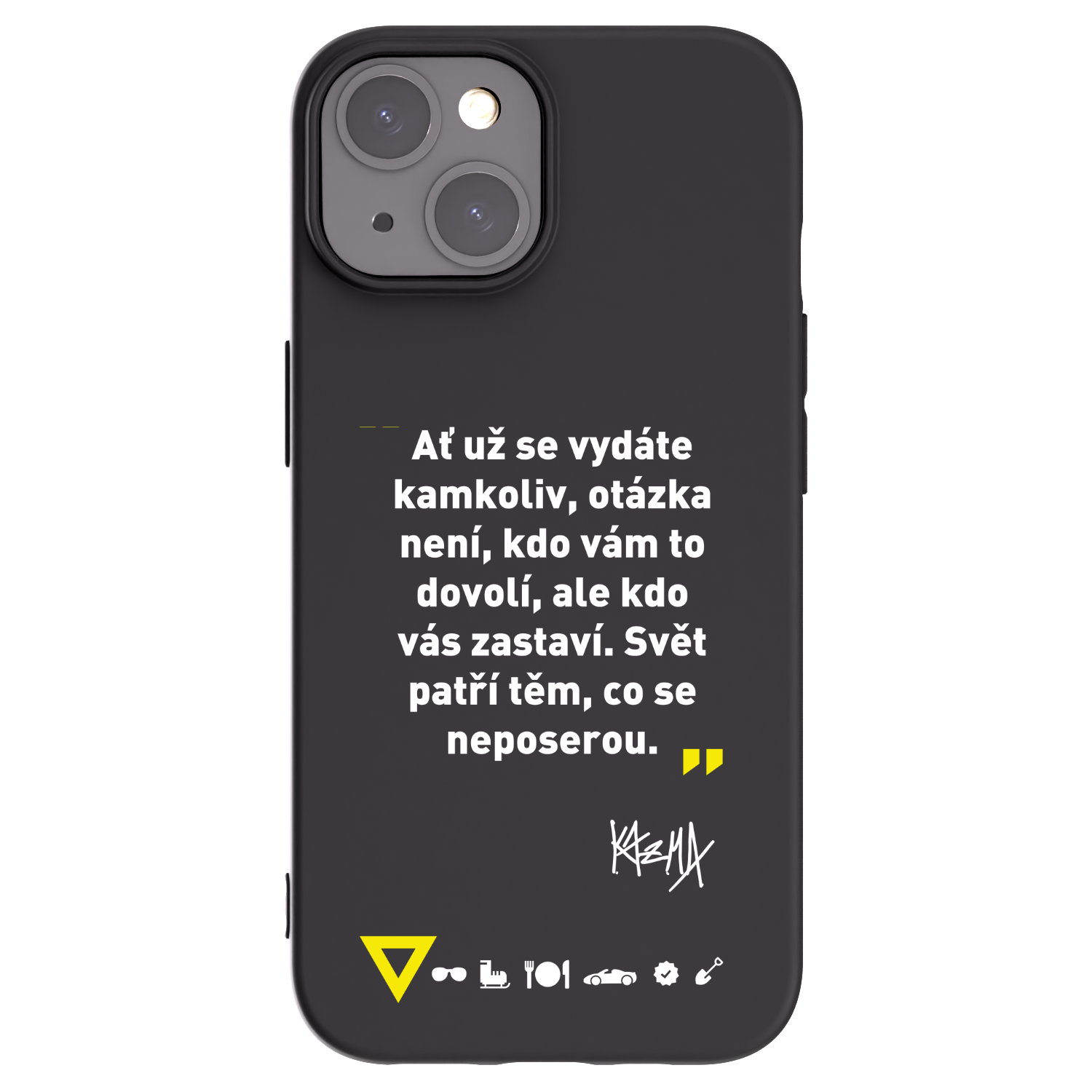 Picasee silikónový čierny obal pre Apple iPhone 15 - Kazma - SVĚT PATŘÍ TĚM, CO SE NEPOSEROU