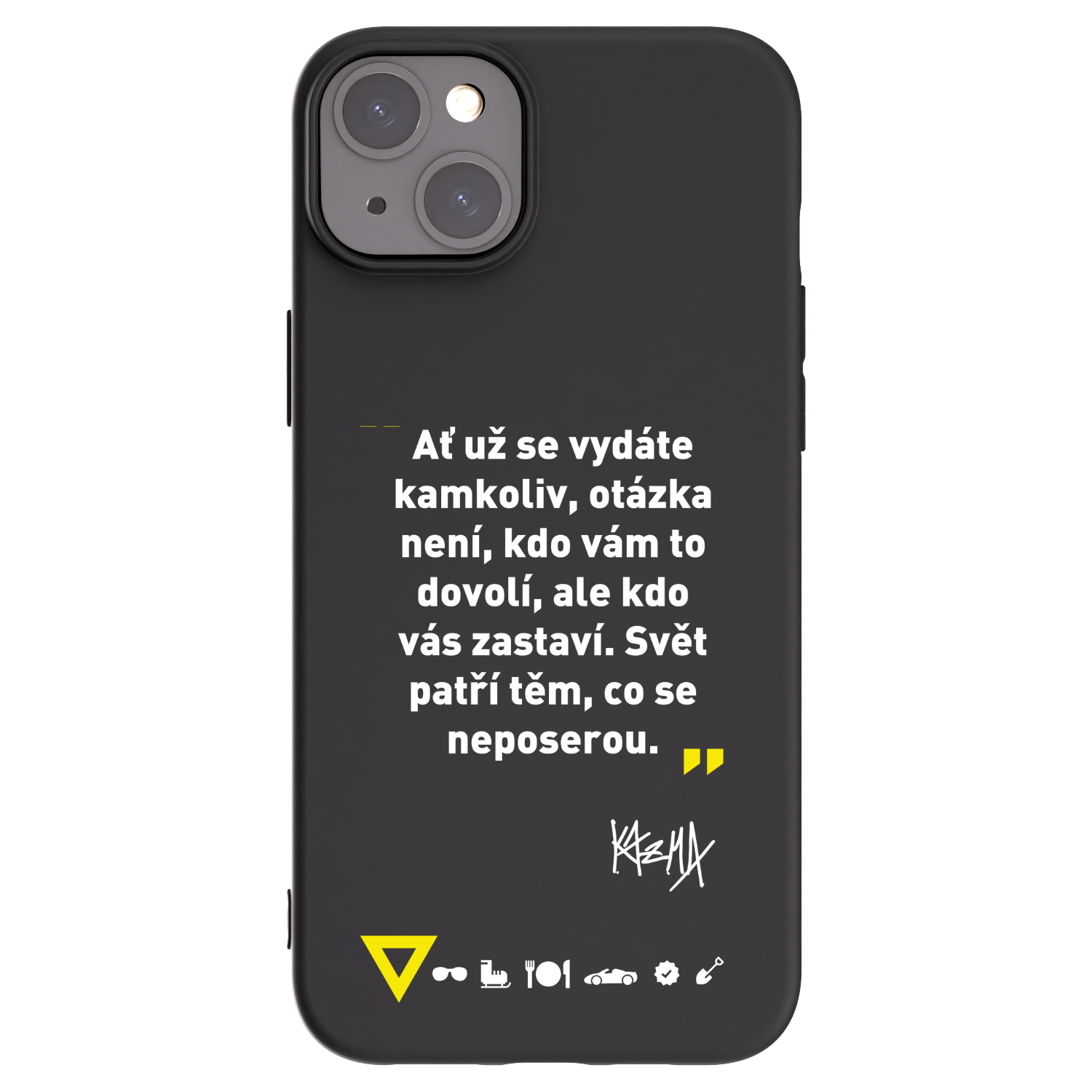 Picasee silikónový čierny obal pre Apple iPhone 15 Plus - Kazma - SVĚT PATŘÍ TĚM, CO SE NEPOSEROU