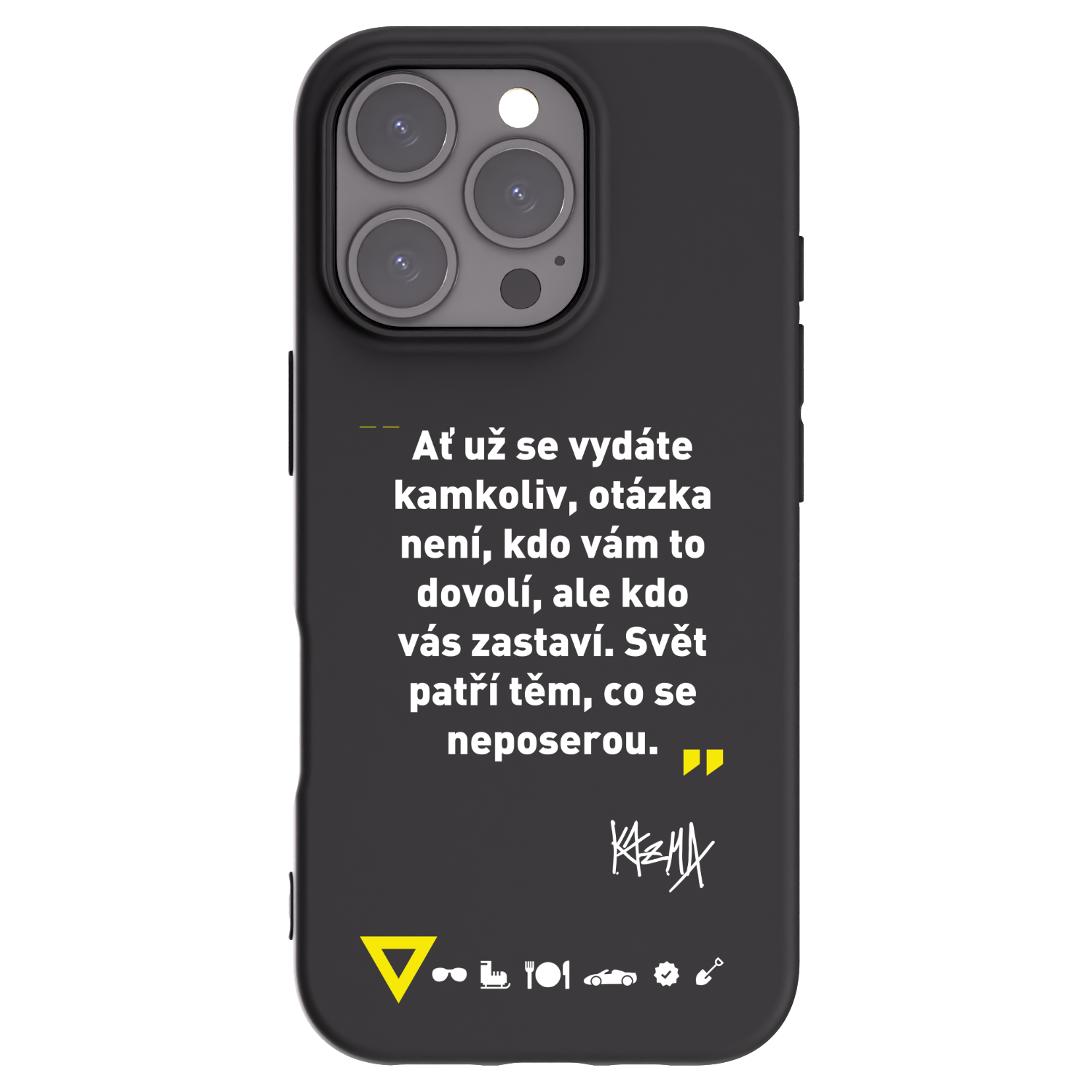 Picasee silikónový čierny obal pre Apple iPhone 16 Pro - Kazma - SVĚT PATŘÍ TĚM, CO SE NEPOSEROU