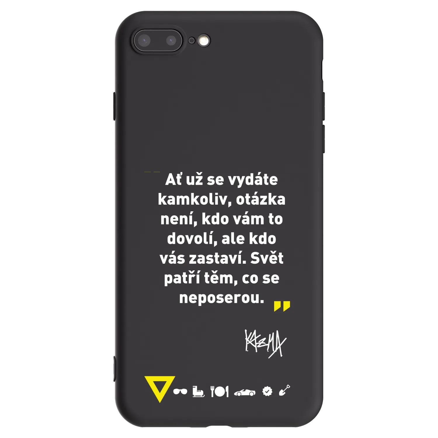 Picasee silikónový čierny obal pre Apple iPhone 8 Plus - Kazma - SVĚT PATŘÍ TĚM, CO SE NEPOSEROU
