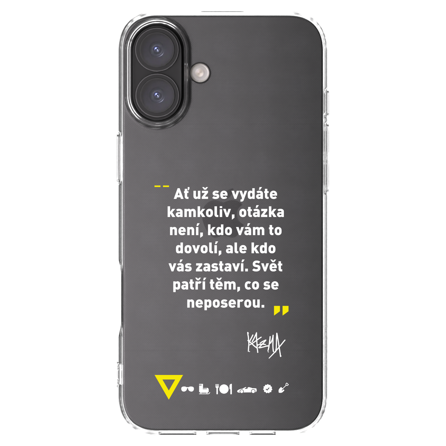 Picasee silikónový prehľadný obal pre Apple iPhone 16 Plus - Kazma - SVĚT PATŘÍ TĚM, CO SE NEPOSEROU