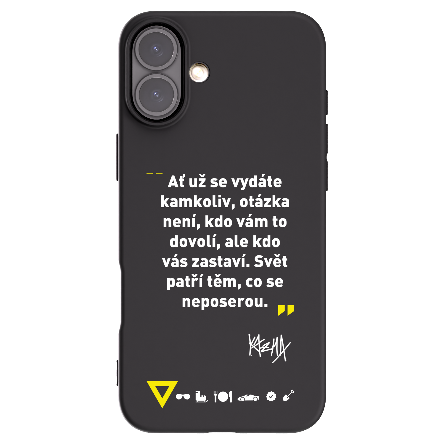 Picasee silikónový čierny obal pre Apple iPhone 16 Plus - Kazma - SVĚT PATŘÍ TĚM, CO SE NEPOSEROU