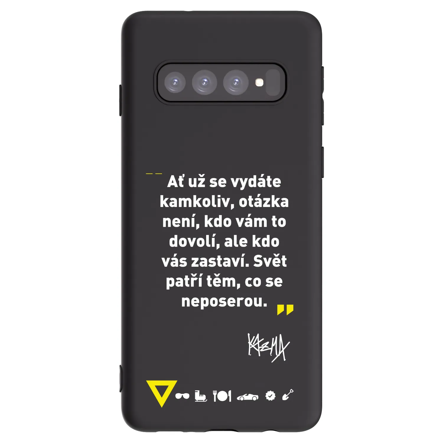Picasee silikónový čierny obal pre Samsung Galaxy S10 G973 - Kazma - SVĚT PATŘÍ TĚM, CO SE NEPOSEROU